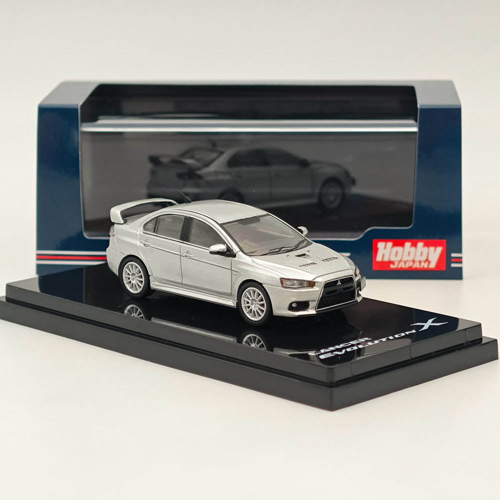 1/64 Mitsubishi Lancer Evolution X Diecast Model Car - Cool Silver Metallic | Hobby Japan HJ641053AS | Collectible Toy Car for Display & Racing Enthusiasts