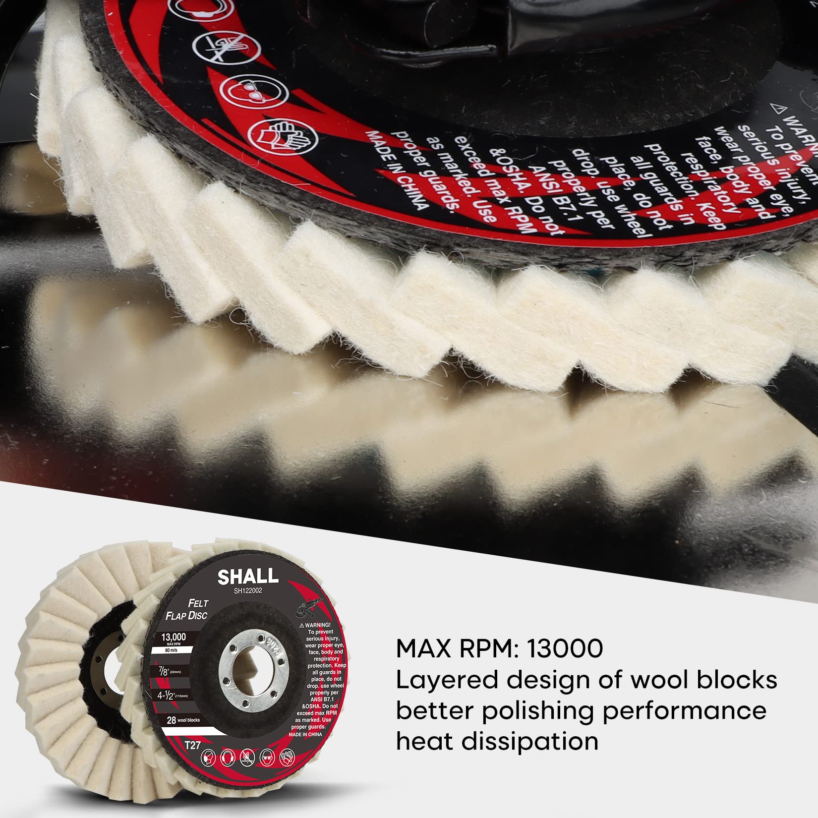 6-Pack Felt Flap Disc Abrasives 4-1/2
