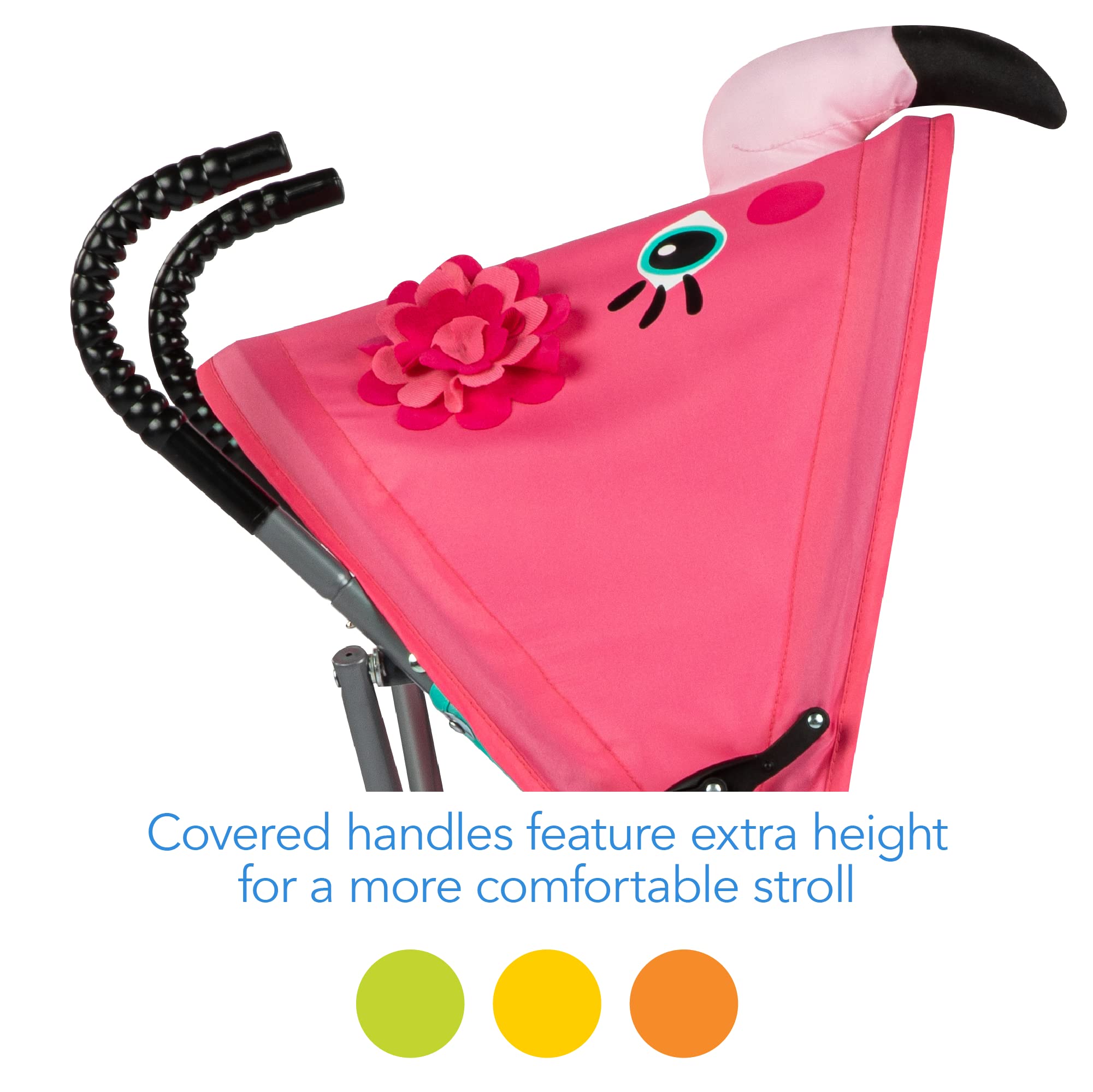 Cosco Character Umbrella Stroller - Compact Foldable Lightweight Baby Stroller with Pink Flamingo Design | Perfect for Travel, Shopping & Everyday Use