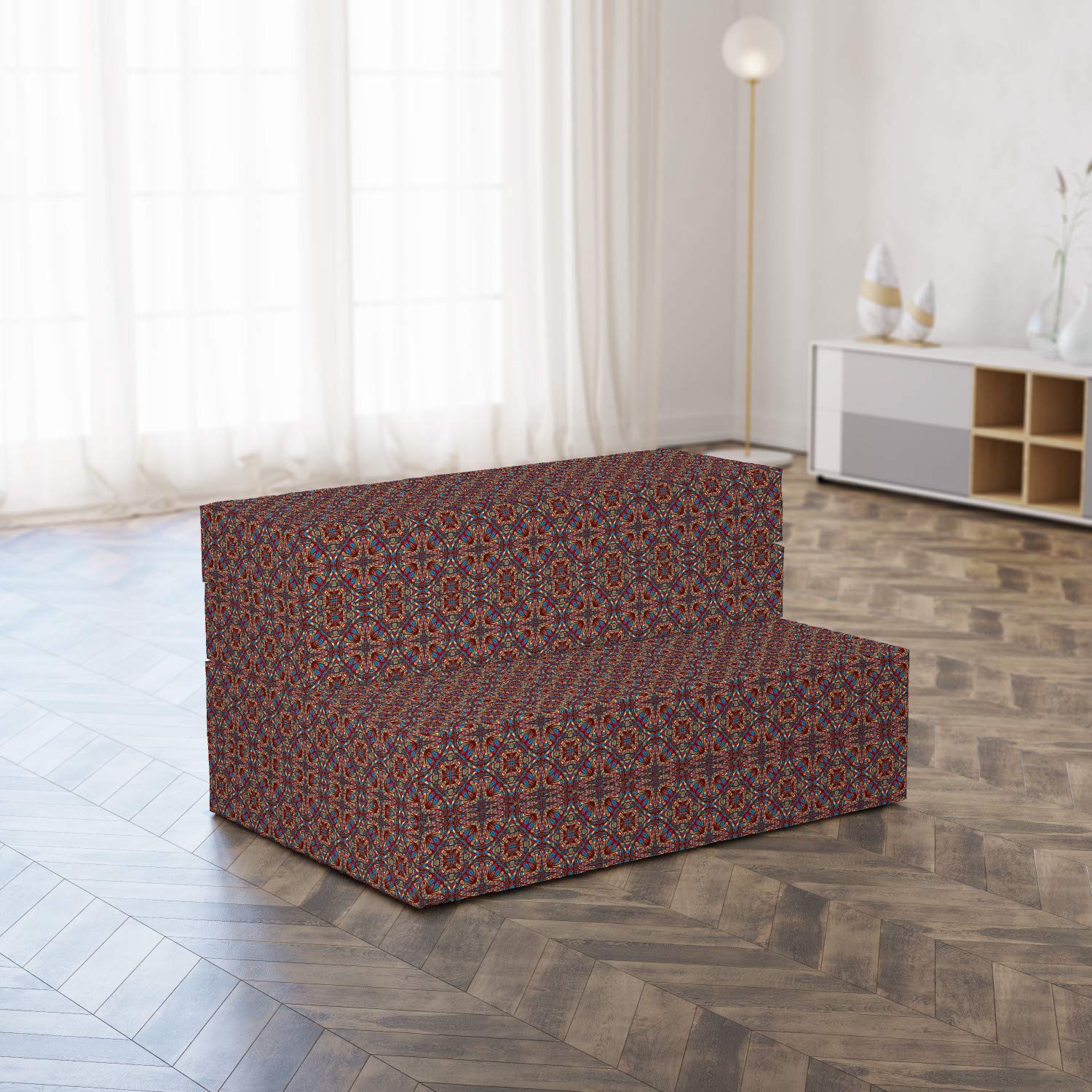 Ambesonne Colorful Foldable Mattress - Vivid Oriental Glass Design, 74.8