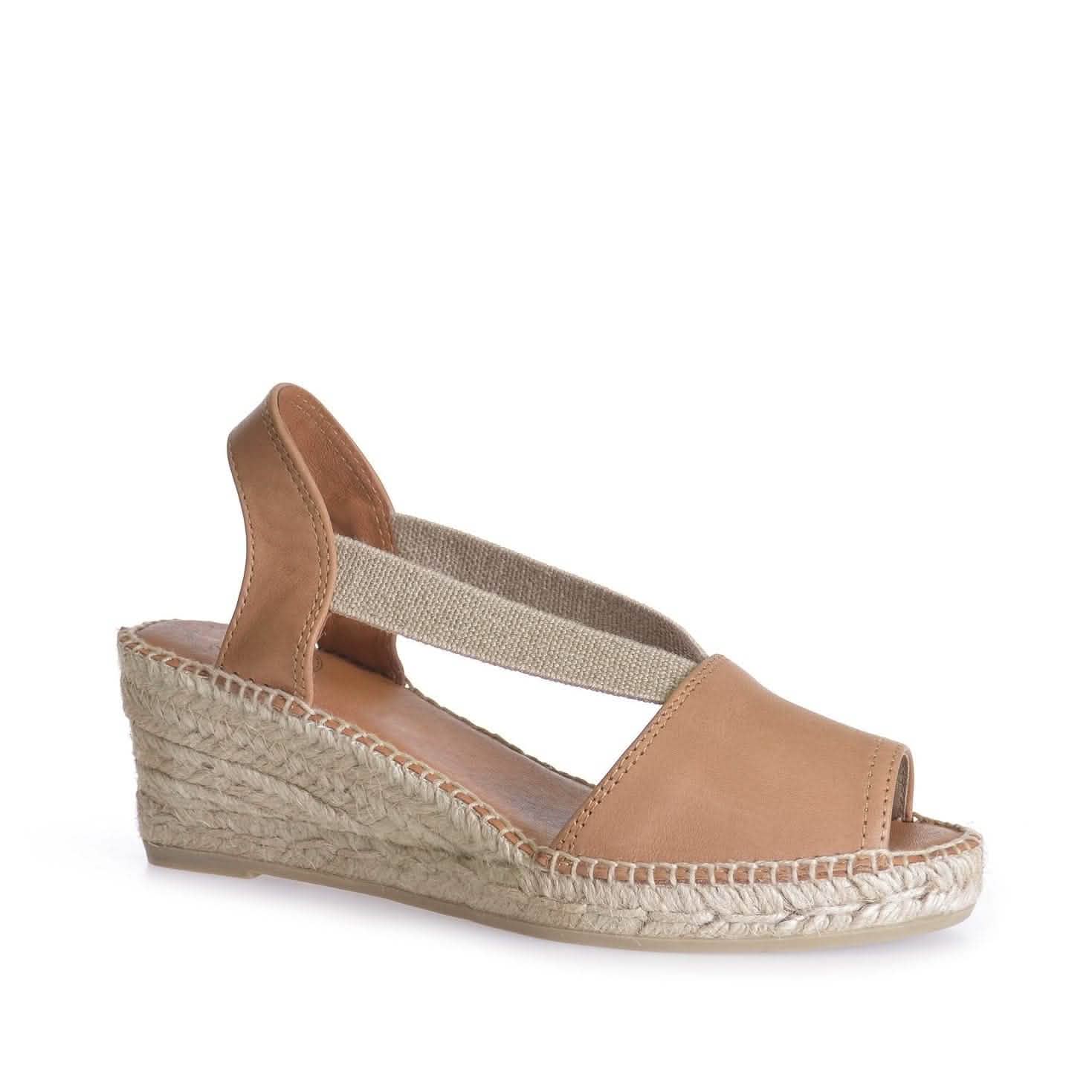 Women's Plain Leather Wedge Espadrilles - Comfortable Summer Sandals for Beach, Vacation & Casual Outings | Teide P Collection