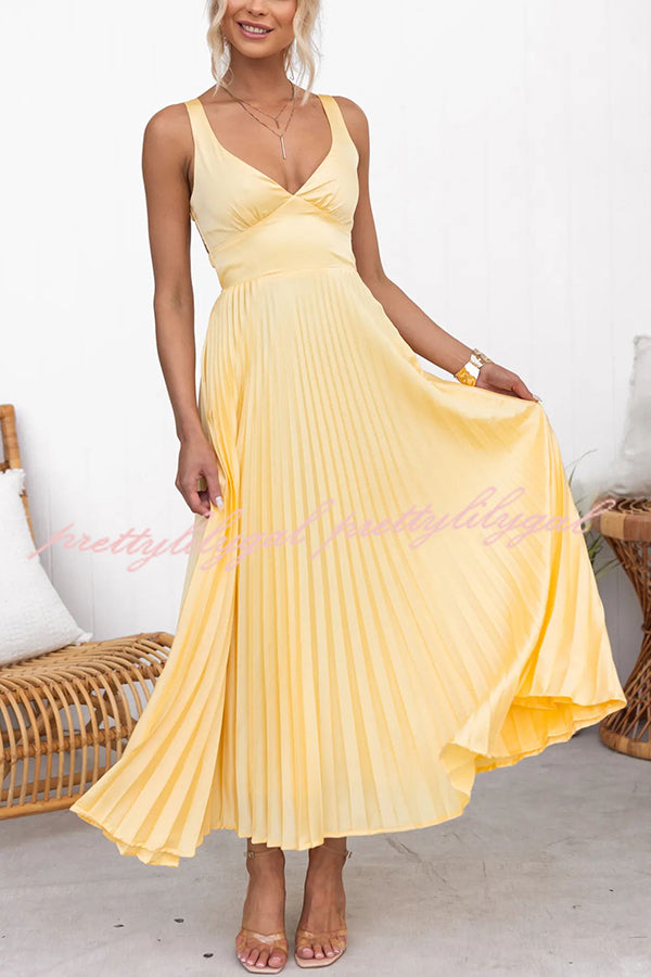 Tucson Sunset Pleated Back Elastic Waist Maxi Dress for Women | Flowy Beach Dress for Summer Vacation, Boho Chic Outfit, Casual Sundress