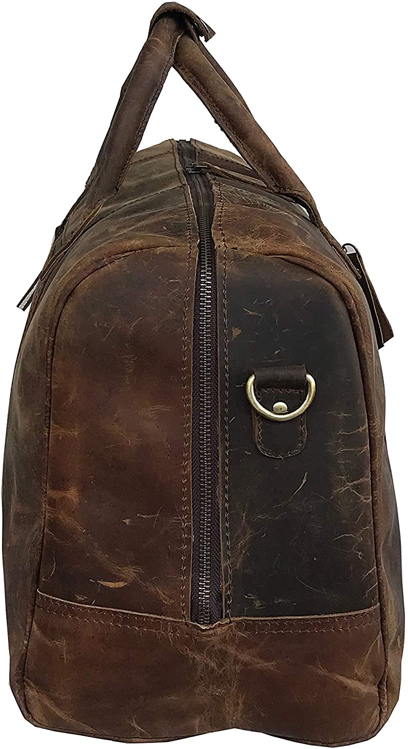 Premium Genuine Leather Duffel Bag for Men - Stylish Travel Overnight Weekender & Gym Sports Bag with Toiletry Compartment - Perfect for Business Trips, Gym Workouts & Weekend Getaways