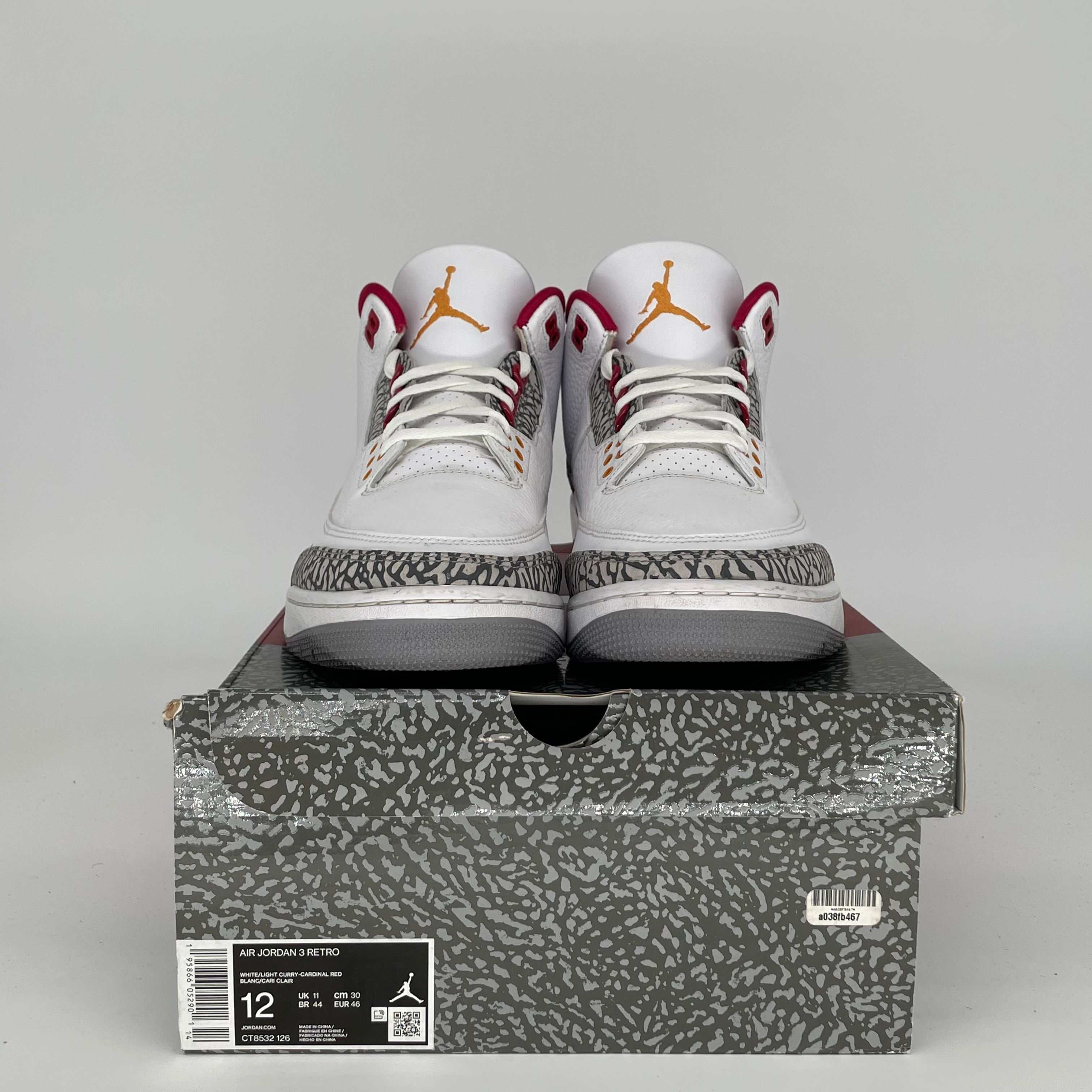 AIR JORDAN 3 CARDINAL Men's Basketball Shoes Size 12 - Retro Style Sneakers CT8532-126 | Perfect for Streetwear, Casual Outfits & Basketball Games