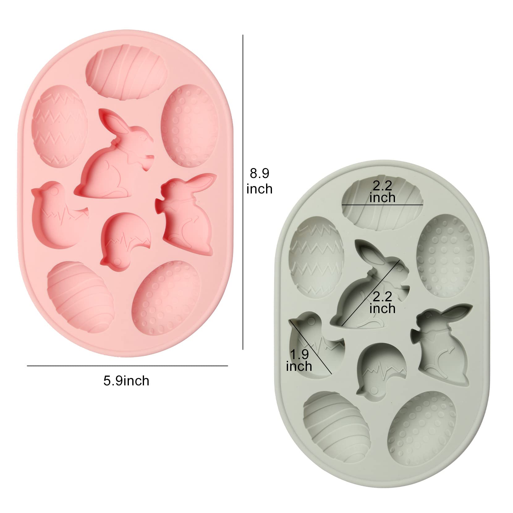 2 Pack Easter Silicone Molds - Bunny & Egg Shaped 3D Chocolate Candy Baking Molds for DIY Cake Decorations, Fondant, Biscuits & Sugar Crafts - Perfect for Easter Party Treats & Holiday Baking