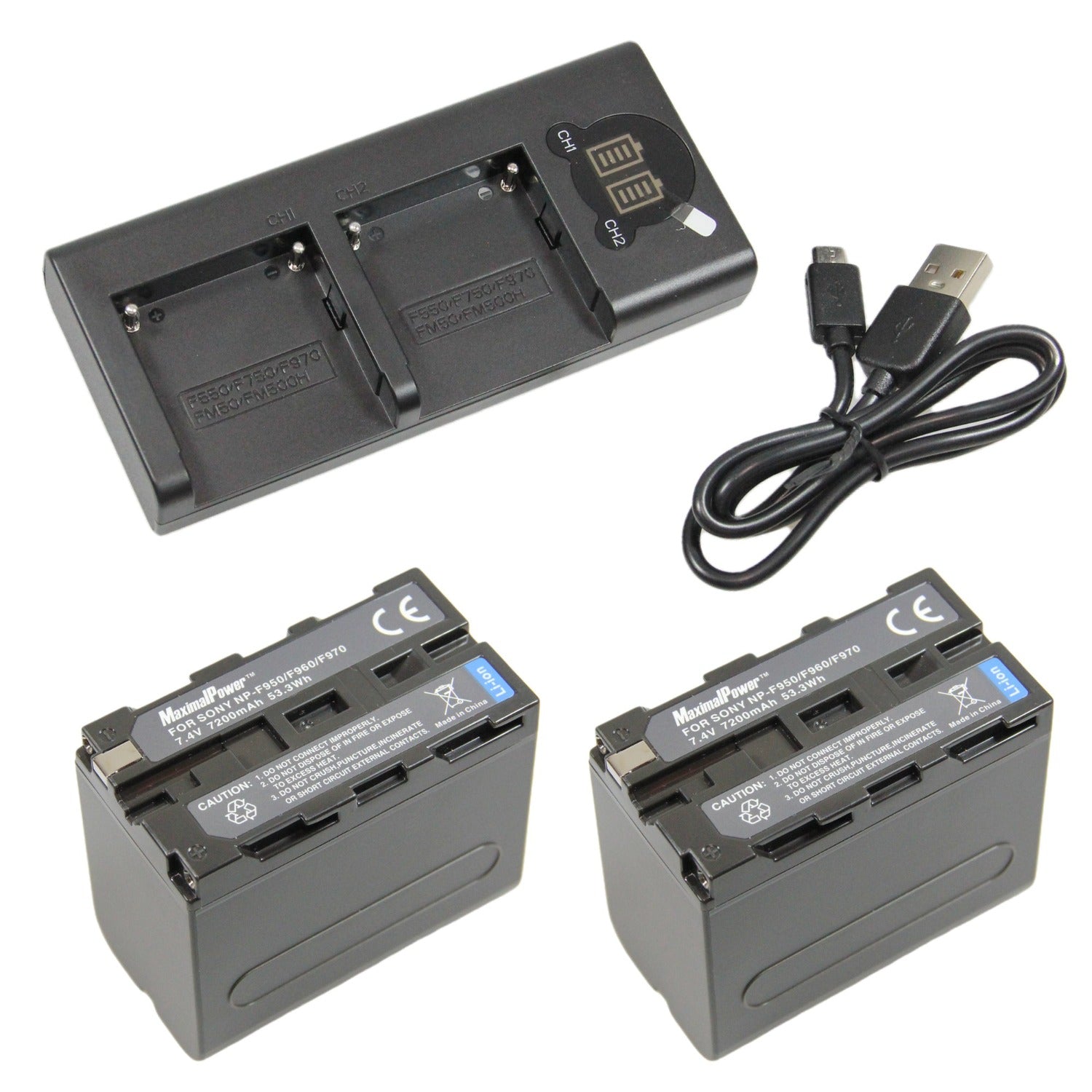 Sony FM50 FM55H FM500H QM71 Rapid Dual Battery Charger Replacement with LCD Screen & Micro USB Cable - Fast Charging for Cameras, Camcorders & Photography Gear
