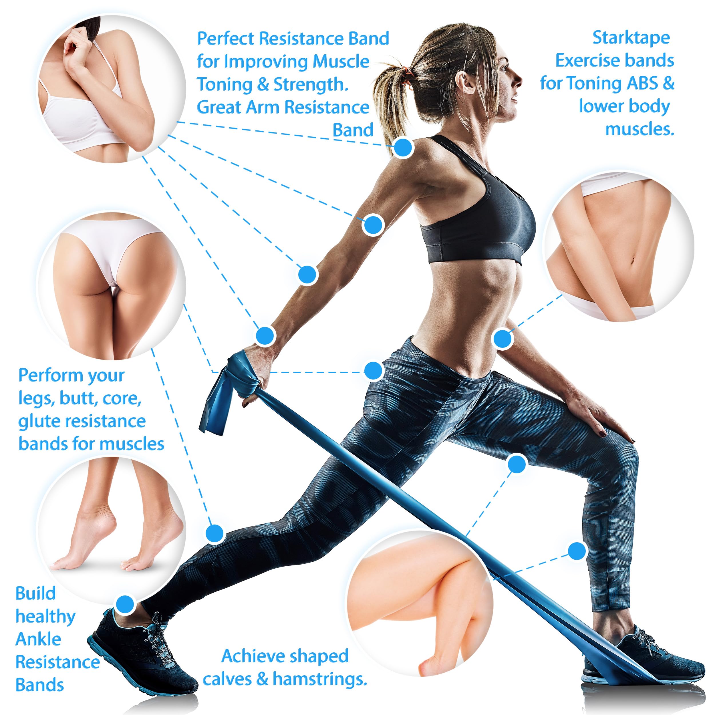 Premium Resistance Bands Set - 3/5 Pack Non-Latex Exercise Bands for Physical Therapy, Strength Training & Yoga | Professional Elastic Fitness Bands for Home Workouts, Gym, Pilates & Rehabilitation (Ideal for Muscle Recovery & Toning)