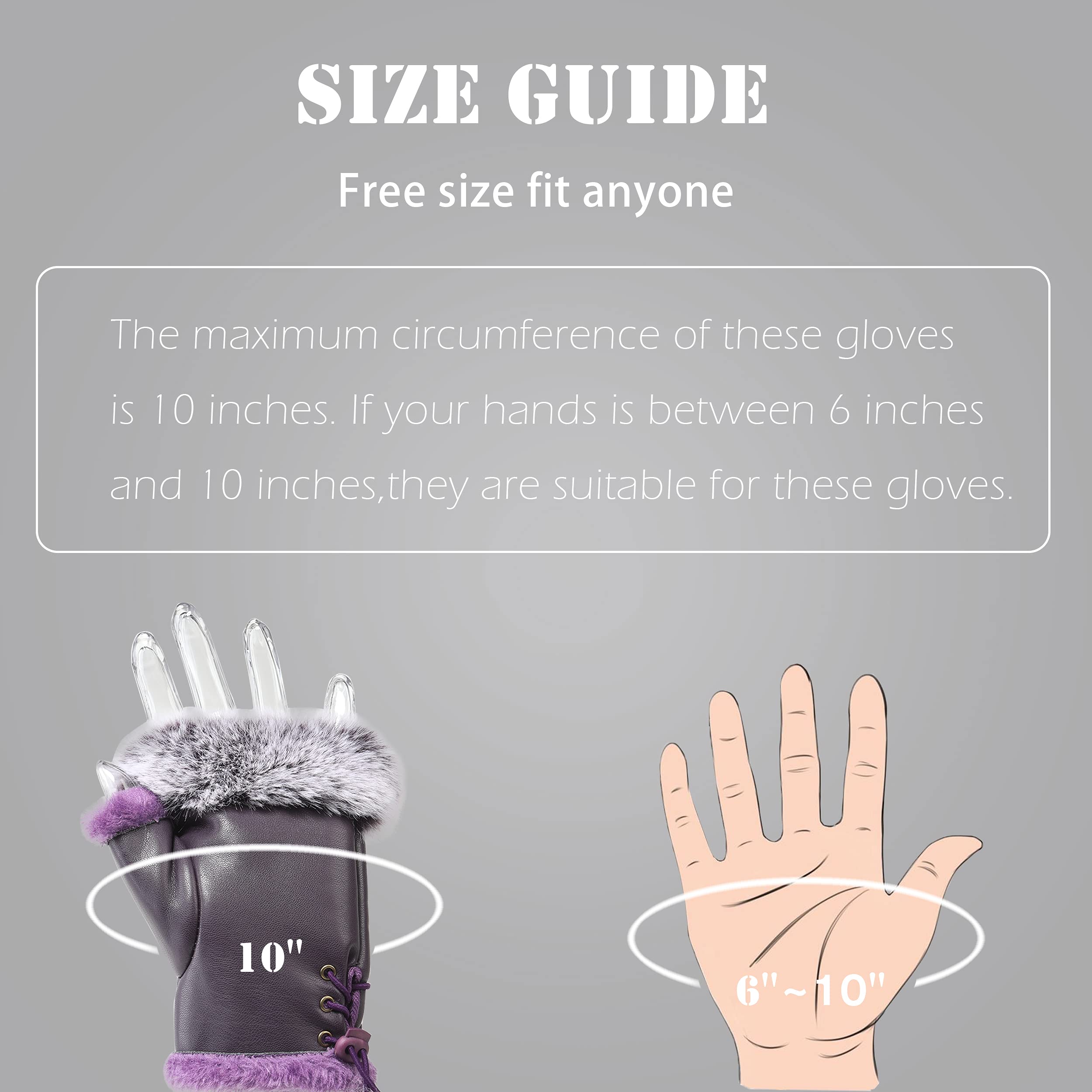 Women's Winter Fingerless Gloves - Cute Fuzzy Furry Leather Mittens with Faux Fur Lining for Typing & Warmth | Perfect for Office Work, Cold Weather & Outdoor Activities