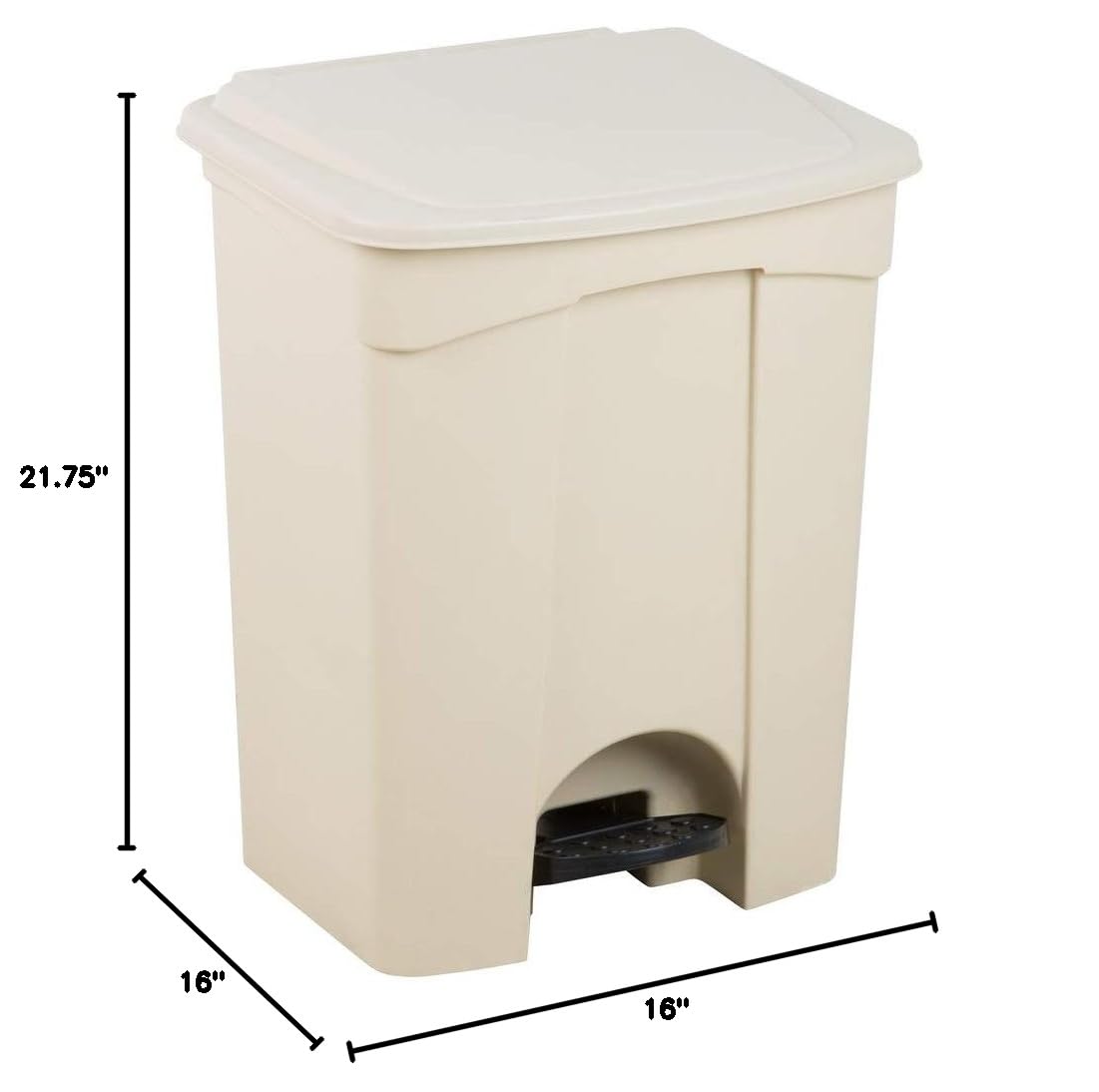 PRO&Family 18 Gallon (68 Liter) Hands-Free Foot Pedal Trash Can - Beige Rectangular Kitchen Waste Bin with Lid, Durable Garbage & Recycling Bin for Home, Office, or Restaurant Use