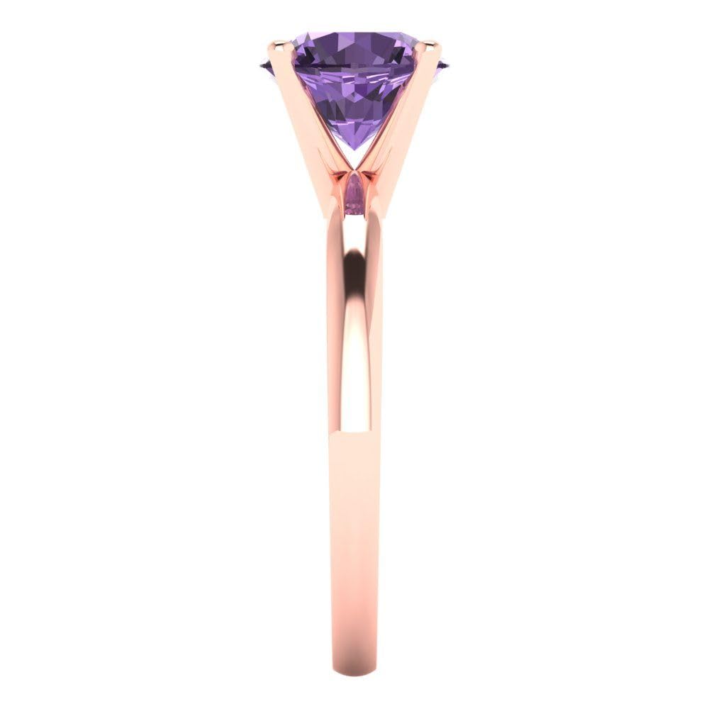 1.50 ct Round Cut Simulated Alexandrite Solitaire Engagement Ring in 14k Rose Gold - Wedding, Bridal, Anniversary Gift for Her - Perfect for Proposals, Vow Renewals & Special Occasions