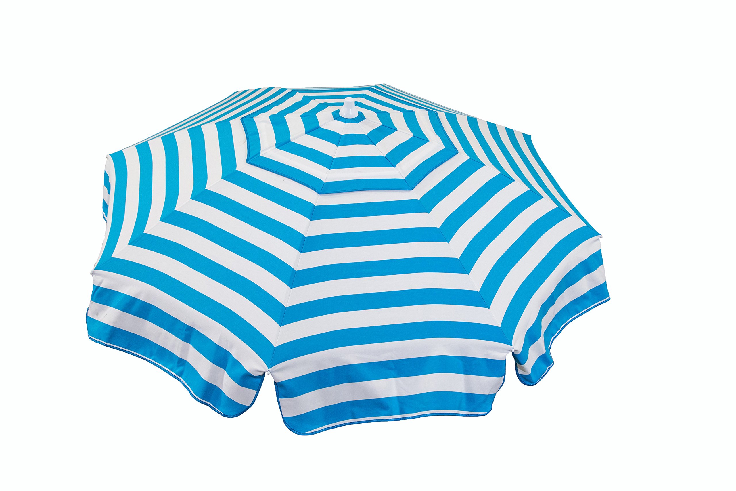 Heininger 1387 DestinationGear Italian Turquoise and White 6-Foot Acrylic Striped Outdoor Patio Umbrella - Perfect for Poolside, Beach, Backyard, and Garden Shade