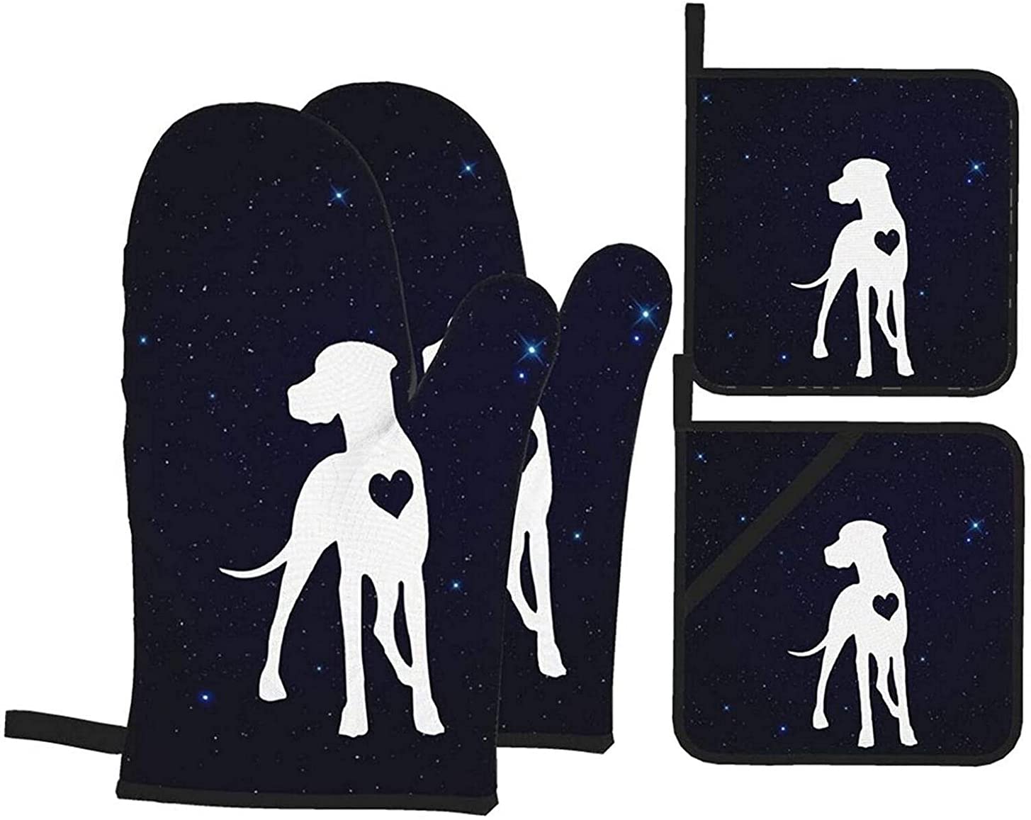Premium Great Dane Oven Mitts & Pot Holders Set of 4 - Heat Resistant Kitchen Accessories for Baking, Grilling & Cooking - Perfect for Home Chefs & Holiday Gifts