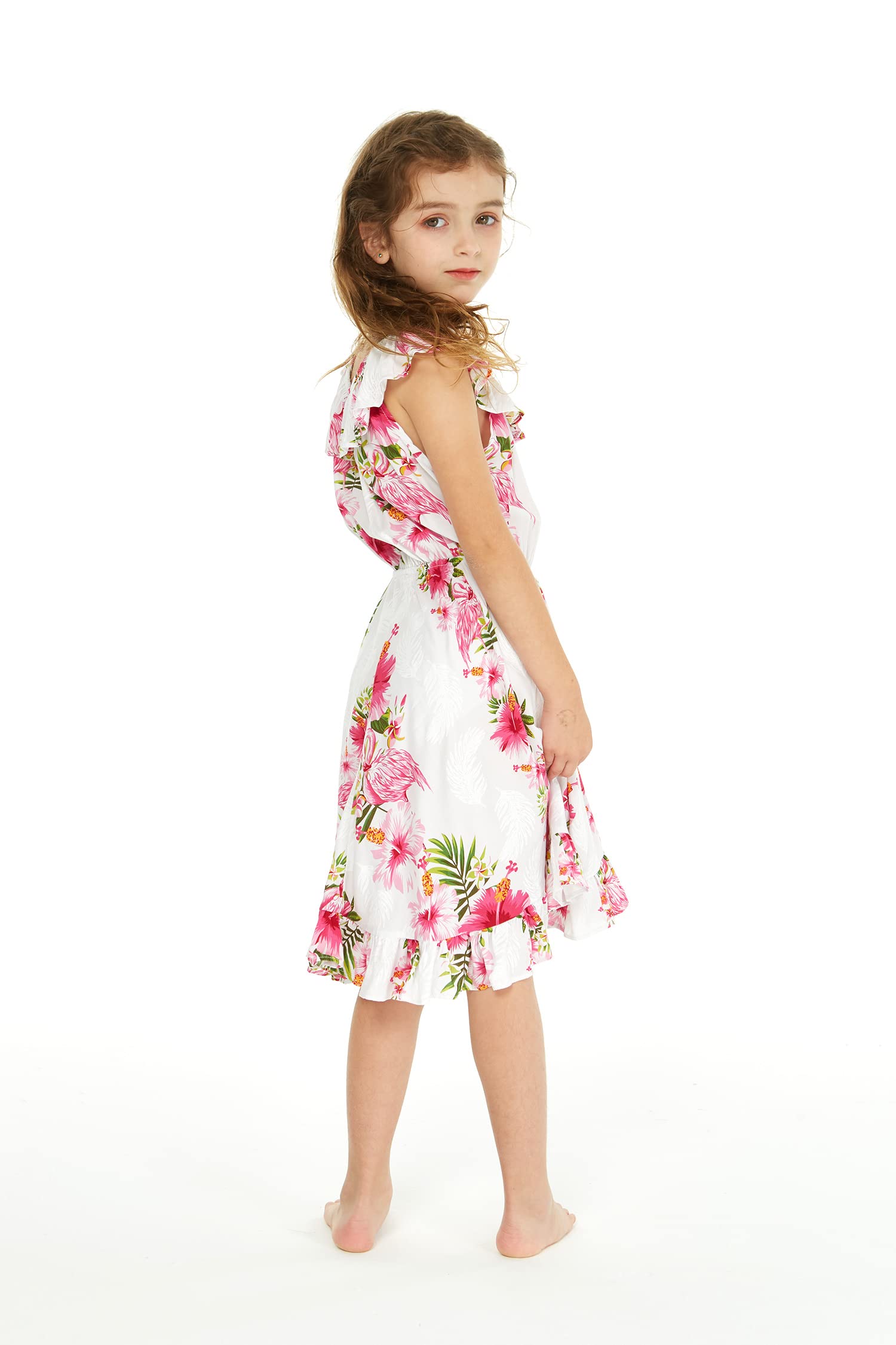 Girl's Ruffle Wrap Hawaiian Luau Dress - Beach Party & Summer Outfit