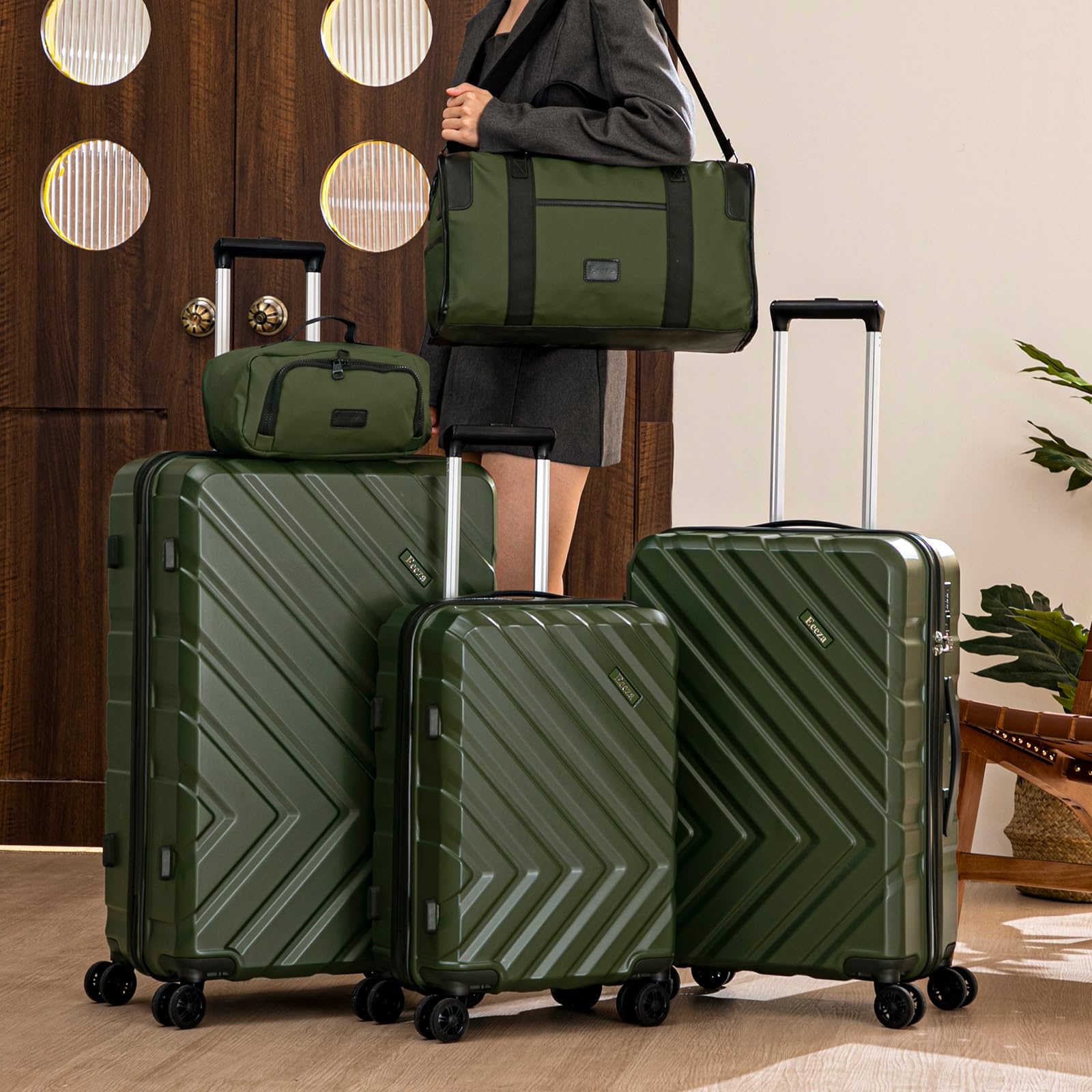 5-Piece ABS Hard Shell Luggage Set with Spinner Wheels & TSA Lock - 20/24/28 Inch Carry-On Suitcases (White) - Perfect for Family Vacations, Business Trips & International Travel
