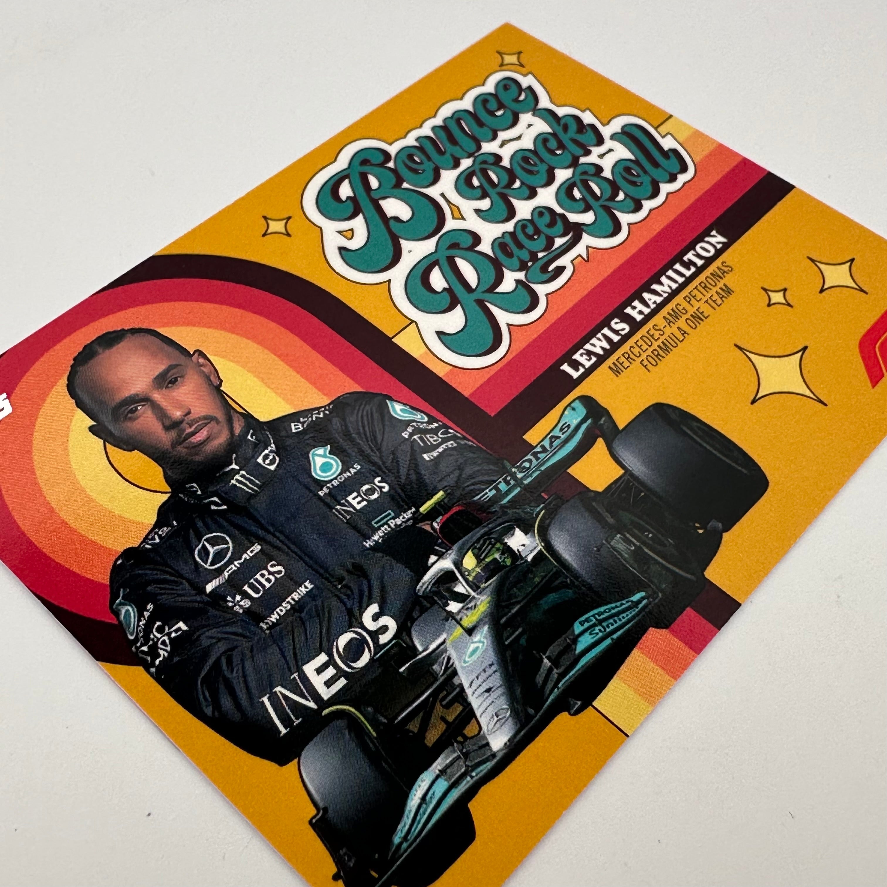 2022 Topps Formula 1 Lewis Hamilton 33/50 Gold Parallel Card - Bounce, Rock, Race, Roll - Perfect for F1 Collectors, Sports Memorabilia Enthusiasts & Racing Fans Display