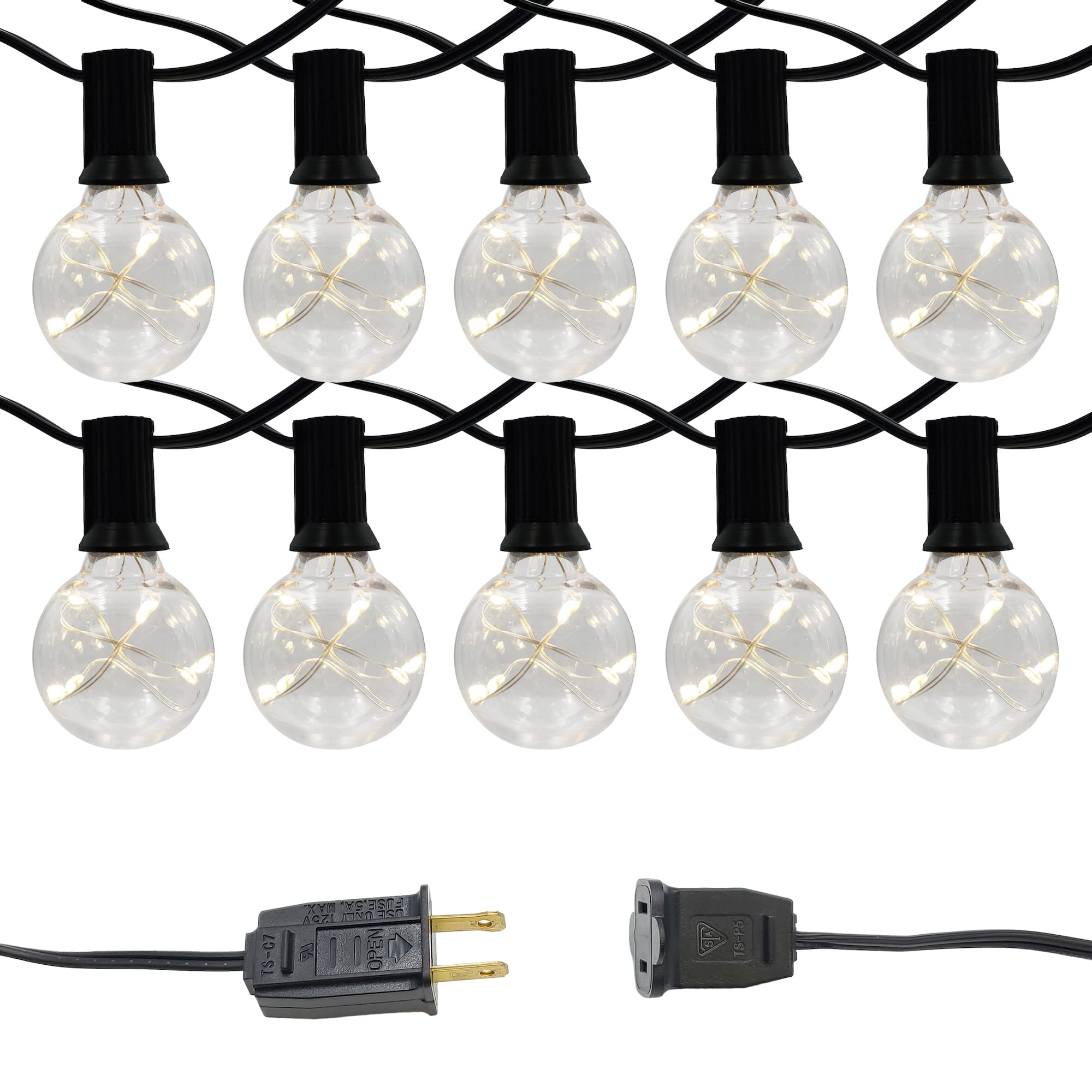 LumaBase 50ft LED Globe String Lights - 25 Warm White Bulbs, Waterproof Outdoor Fairy Lights for Patio, Garden, Wedding, Party Decorations