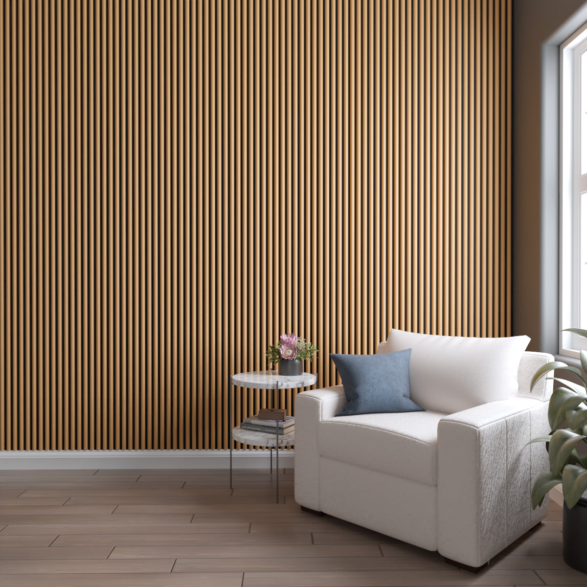 Acoustic Slat Wood Wall Panel - Half Round Slats for Home & Office Soundproofing & Decoration | Perfect for Living Room, Bedroom, and Conference Room