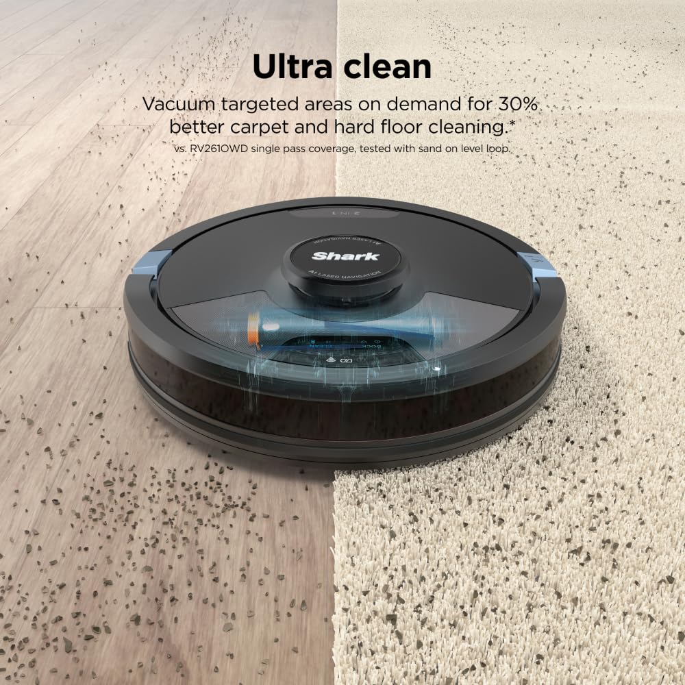 SHARK RV2620WD AI Ultra Robot Vacuum and Mop with Matrix Clean Navigation | CleanEdge Technology | Pet Hair, Carpets & Hard Floors | Alexa Compatible | Black/Mocha | Ideal for Home Cleaning & Smart Home Integration