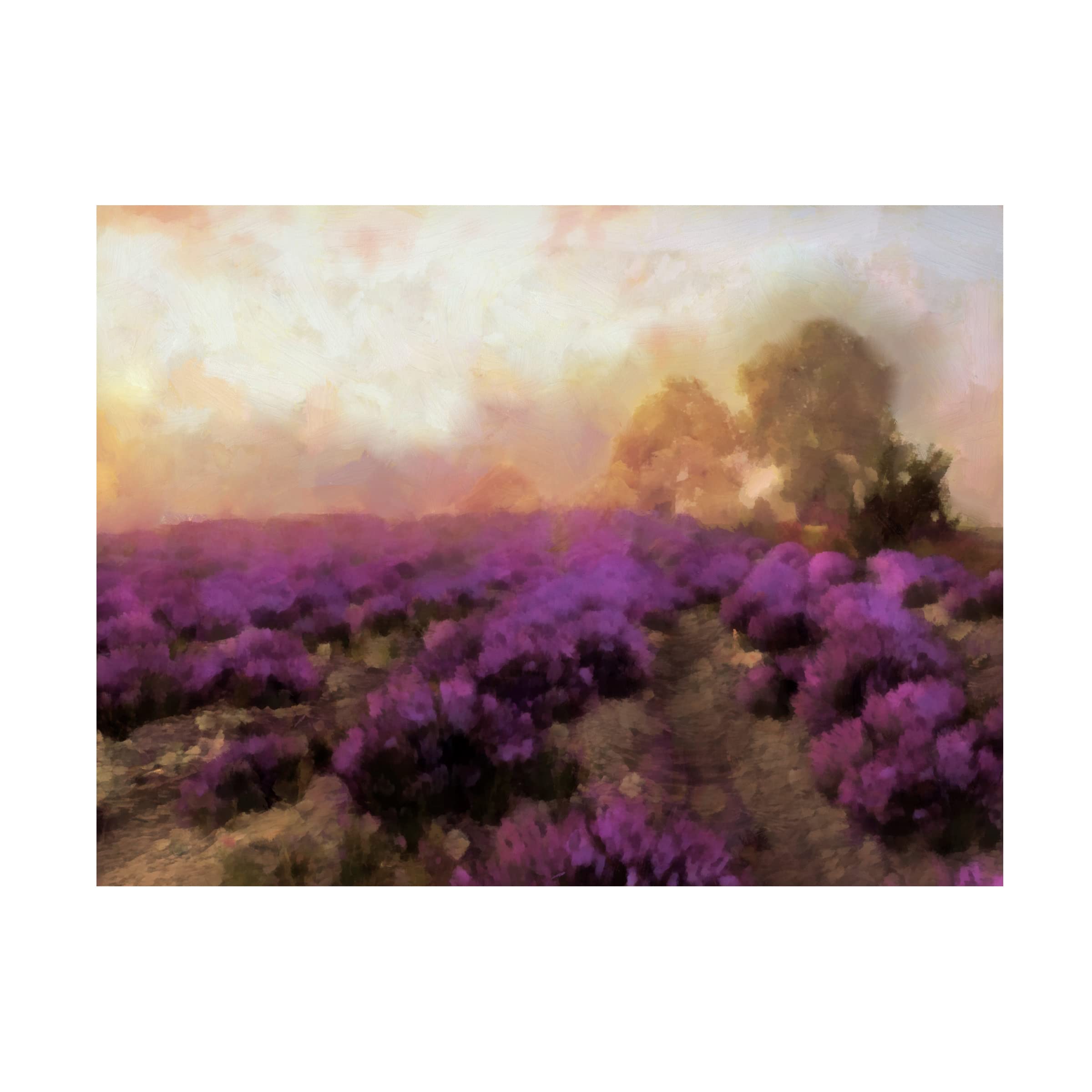 Trademark Fine Art 'Purple Countryside I' Canvas Wall Art by Alonzo Saunders - Handmade Landscape Painting for Living Room, Bedroom & Office Decor