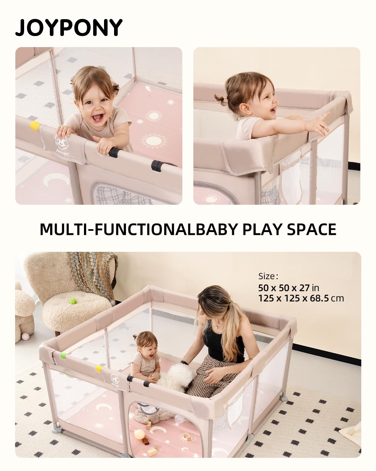 4 in 1 Baby Playpen with Soft Mat - 50
