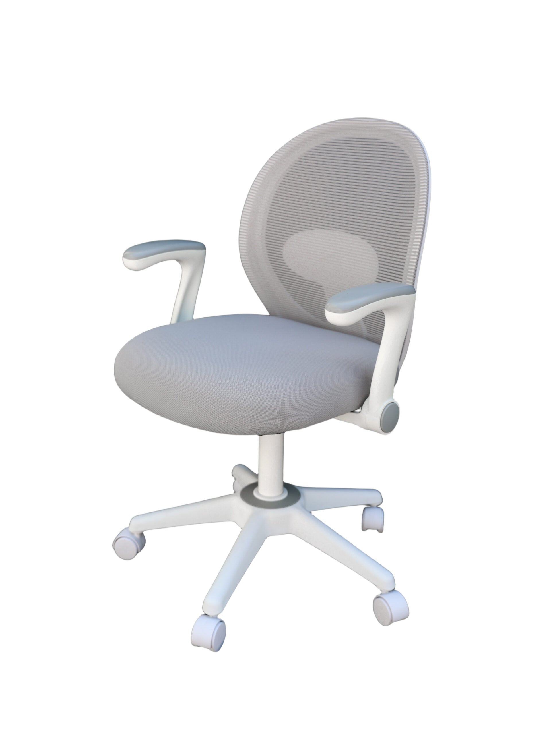 Boss Grey Mesh Ergonomic Flip Arm Task Chair with White Frame B676WT GY - Perfect for Home Office, Conference Rooms & Workstations