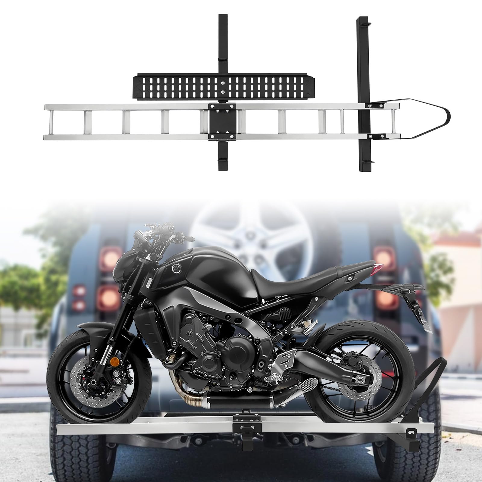 Aluminum Motorcycle Hitch Carrier - 400lbs Capacity for Dirt Bikes & ATVs
