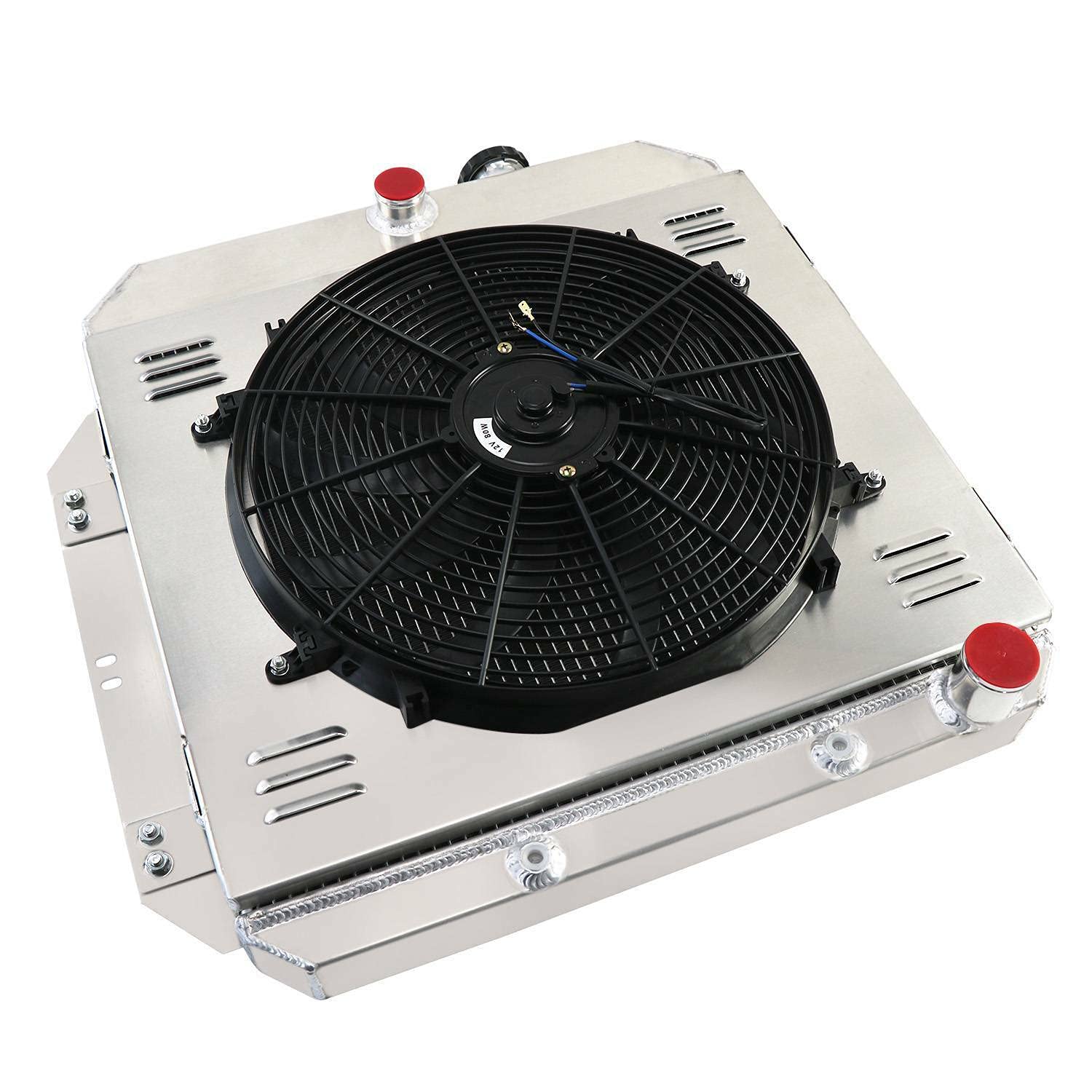 4 Row Aluminum Radiator with Shroud Fan for 1960-1962 Chevy Apache Truck C10 C20 C30 - Heavy Duty Cooling Upgrade for Classic Truck Restoration & Hot Rod Builds