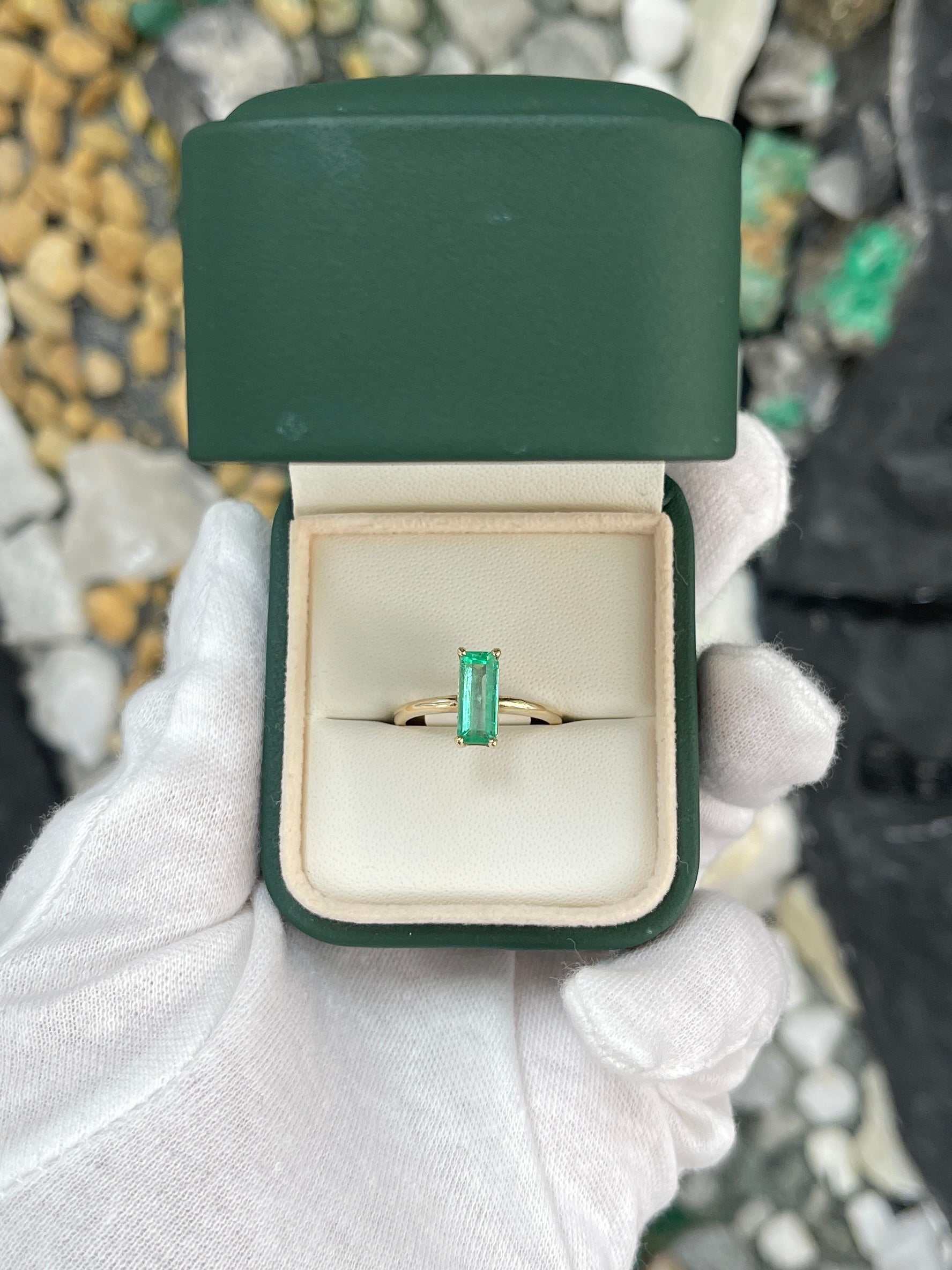 1.90ct Colombian Emerald Cut Solitaire Ring in 14K Gold - Elegant Four Prong Setting for Engagement, Anniversary & Special Occasions