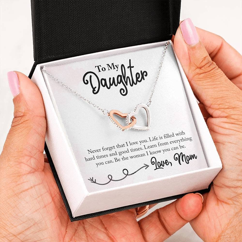 Personalized Jewelry Gift for Daughter - Interlocking Hearts Necklace with 