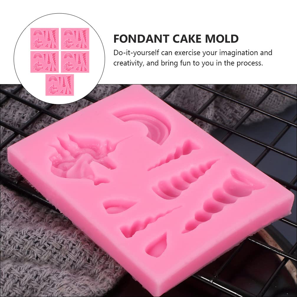 ARTIBETTER 5-Piece Unicorn Silicone Mold Set - 3D Unicorn Horn, Ears & Eyelash Cake Toppers for Fondant, Cupcake & Chocolate Decorations - Perfect for Birthday Parties, Baby Showers & DIY Baking Projects