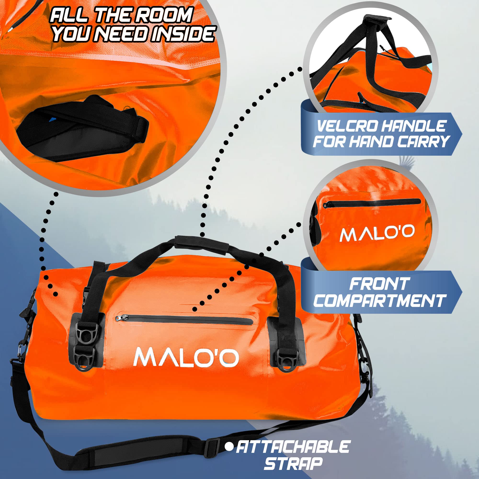Waterproof Dry Bag Duffel 40L/60L/100L - Roll Top Kayak Dry Bag for Rafting, Boating, Swimming & Outdoor Activities | Camping, Hiking, Beach & Fishing Gear | Internal/External Pockets & Molle Loops | Keep Belongings Dry in Water Sports & Adventures