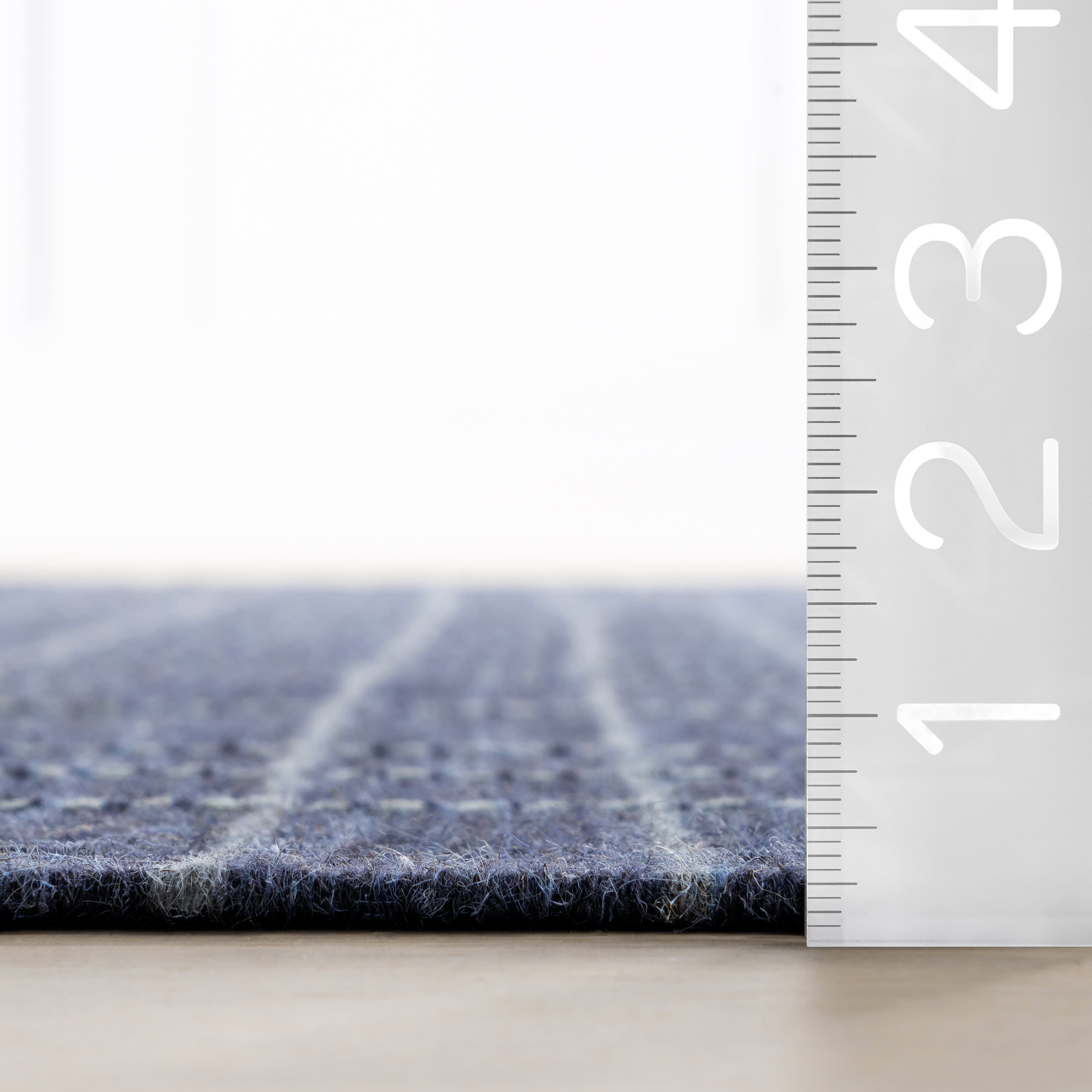 Charlie Plaid Wool Rug - Soft & Durable Blue Checkered Area Rug for Living Room, Bedroom, or Office Decor