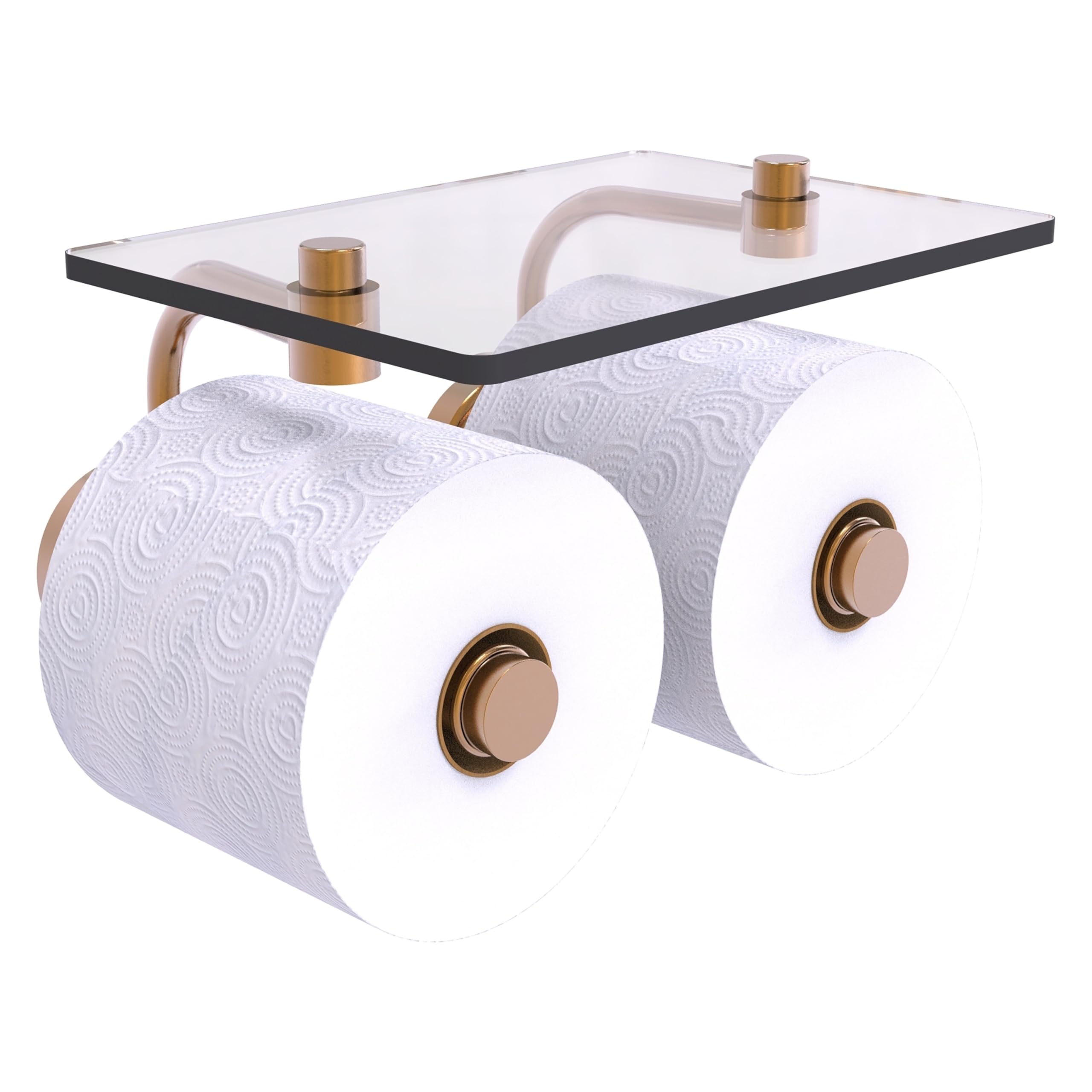 Allied Brass WP-24-2S Waverly Place 2-Roll Glass Shelf Toilet Paper Holder in Brushed Bronze - Bathroom Tissue Dispenser for Modern and Traditional Homes
