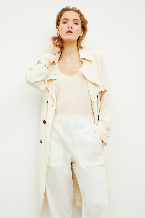Madelyn Pants - Double Faced Linen Pants in Ivory | Comfortable & Stylish Women's Trousers for Work, Travel & Casual Wear