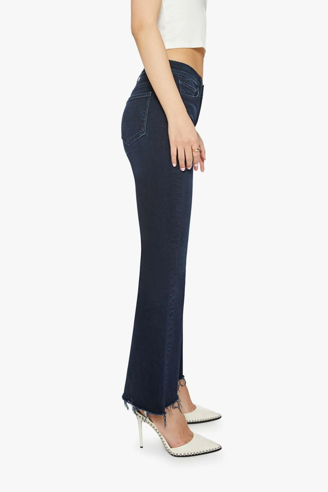 Stylish Lil' Weekender Frayed Jeans for Women - Distressed Denim with Chip On My Shoulder Design | Perfect for Casual Outings, Weekend Getaways & Street Style Fashion