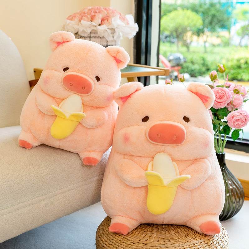 Adorable Chubby Banana Eating Pig Plush Toy - Cute Stuffed Animal Gift for Kids & Adults | Perfect for Birthday, Valentine's Day & Home Decor