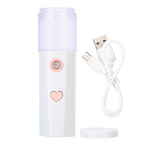Portable USB Rechargeable 20ml Nano Mist Sprayer - Cool Facial Hydration Steamer for Skin Care, Makeup & Eyelash Extensions | Handheld Face Moisturizer for Home, Travel & Salon Use (White)