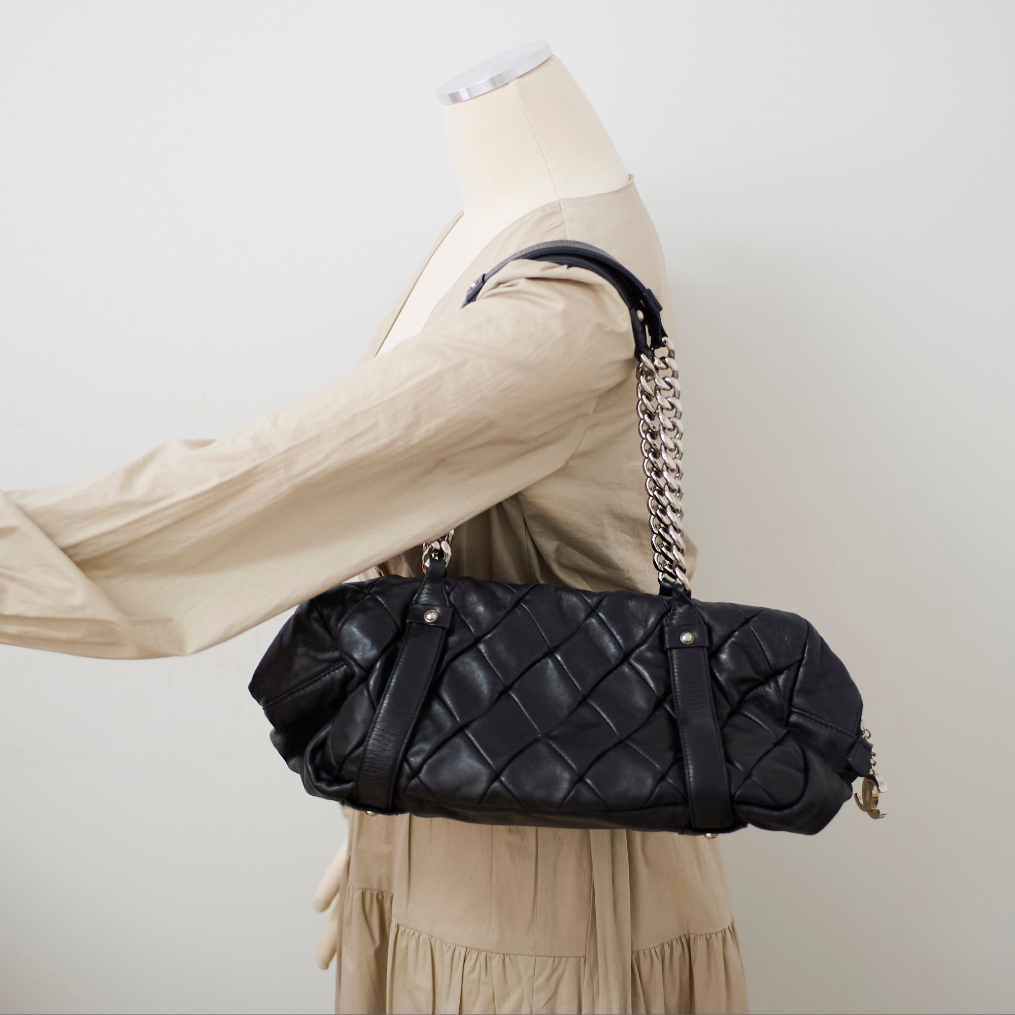 Chanel Bowling Black Lambskin Shoulder Bag Series 12 - Luxury Leather Handbag for Women, Perfect for Parties, Dating & Everyday Use
