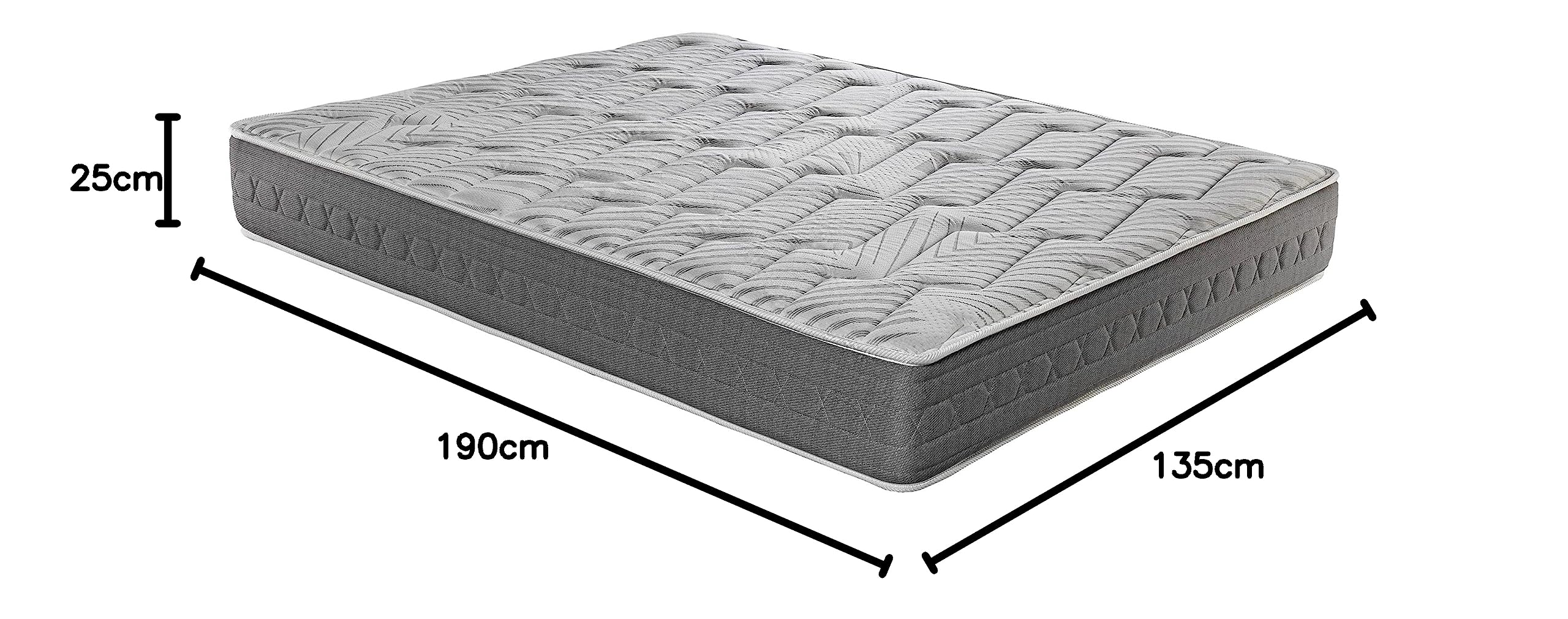 Royal Sleep Carbon Thread & Bioceramic Memory Foam Mattress - 135x190cm, High Firmness, Premium Quality, Anti-Stress & Regenerative Effect, 25cm Height - Ceramic Plus Mattress for Back Pain Relief & Deep Sleep - Perfect for Master Bedroom, Guest Room, or Apartment
