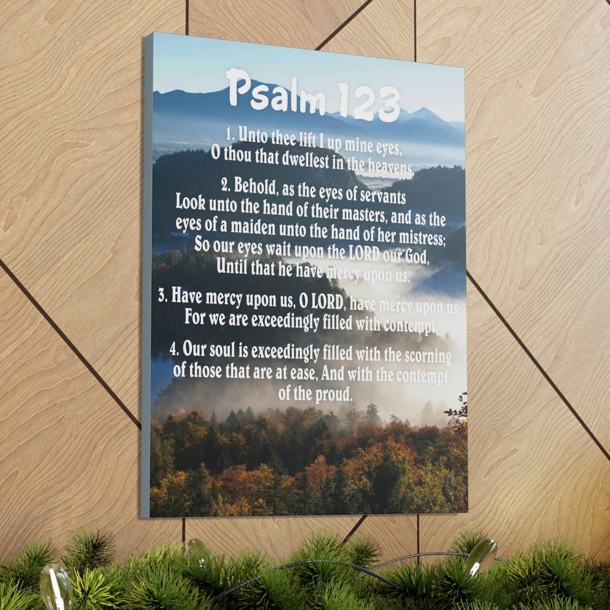 Bible Verse Canvas Wall Art - Psalm 123 Christian Scripture Home Decor for Living Room, Bedroom & Church | Inspirational Gift for Weddings, Baptisms & Religious Occasions