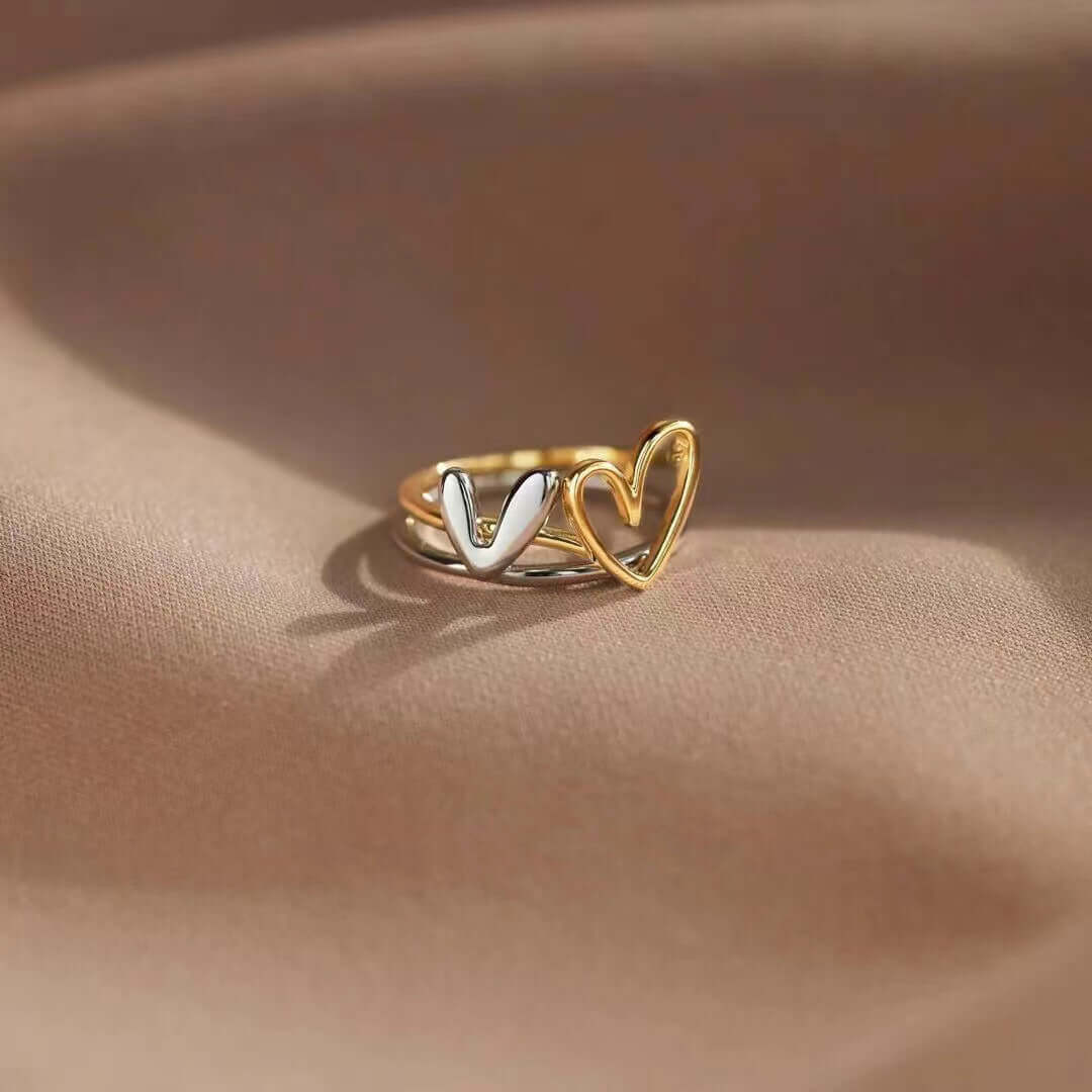 Self Love Mini Heart Stacking Ring Set - Dainty Gold & Silver Stackable Rings for Women | Perfect for Valentine's Day, Anniversary Gifts & Everyday Wear (YS020)