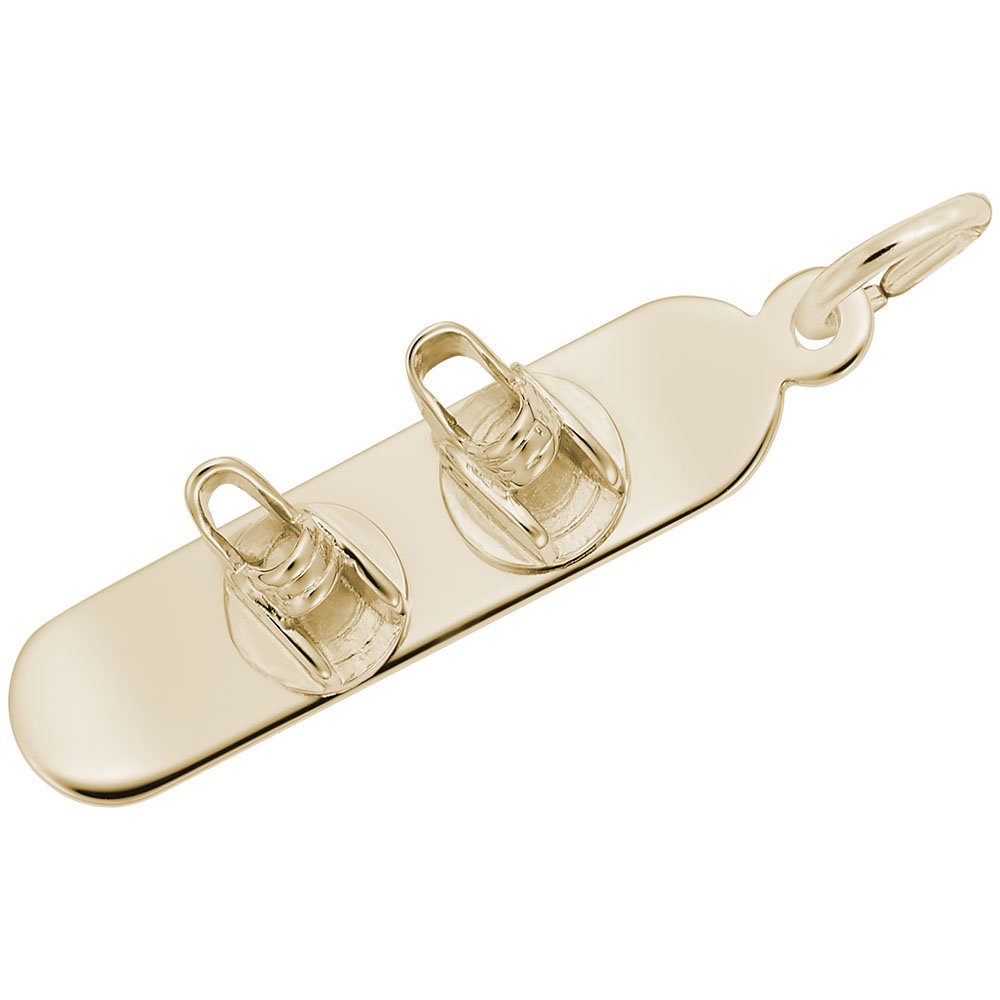10K Yellow Gold Snowboard Pendant Charm for Bracelets & Necklaces - Perfect for Skiing Enthusiasts & Winter Sports Jewelry Gifts