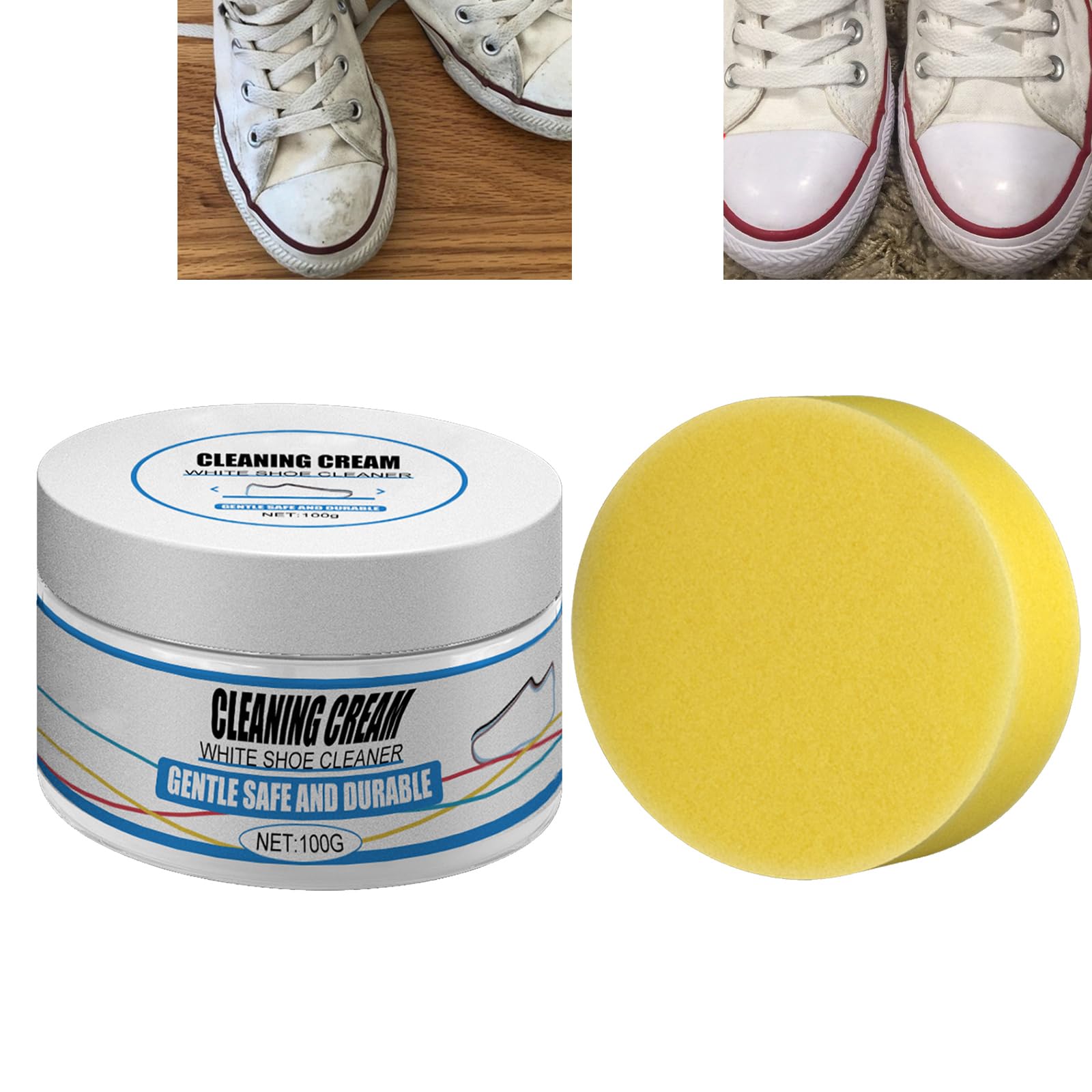 KOAHDE Multifunctional Shoe Cleaning Cream - Whitening & Stain Remover for Sneakers, Leather Shoes & Sports Shoes | Removes Tough Stains & Restores White Color | Perfect for Daily Cleaning, Gym Shoes & Outdoor Footwear Care