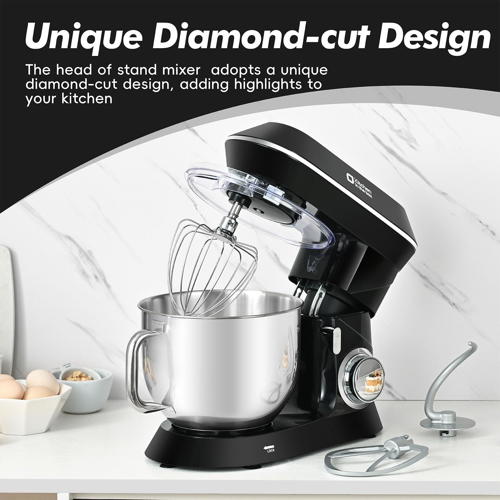 900W 7.5QT Stand Mixer for Baking - 6-Speed Tilt-Head with Dough Hook & Beater - Perfect for Cakes, Cookies & Bread Dough