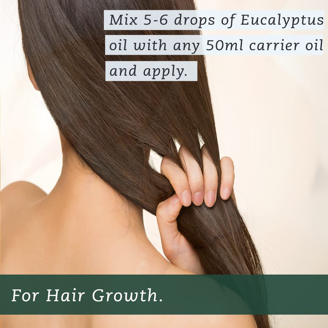 100% Pure & Natural Eucalyptus Essential Oil (Nilgiri Tel) - Therapeutic Grade for Aromatherapy, Steam Inhalation, Hair Growth & Skin Care | Relieves Cold & Cough | 15ml Bottle for Diffusers, Massage & Home Spa