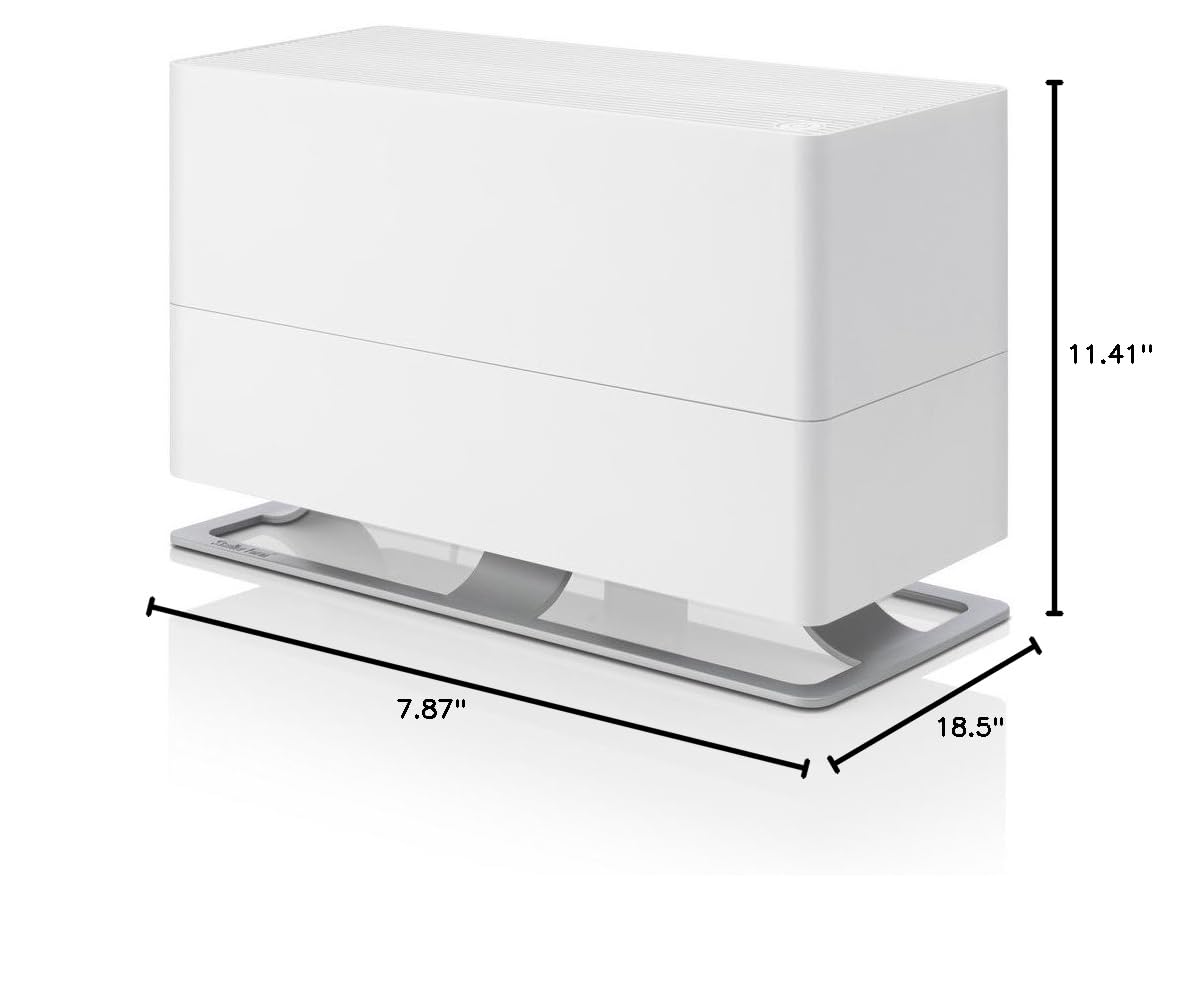 Stadler Form Oskar Big Energy-Saving Humidifier for Large Rooms up to 1077 sq ft - Automatic Shutoff, Dimmable LED, Ultra Quiet, White - Perfect for Bedroom, Office & Nursery