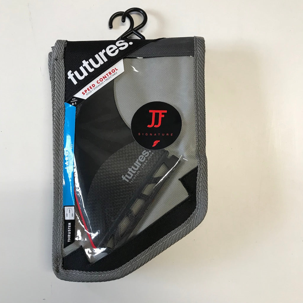 Futures Thruster JJ2 John John Surfboard Fins - Black/Bright Red Techflex for Enhanced Performance | Perfect for Shortboards & High-Speed Surfing