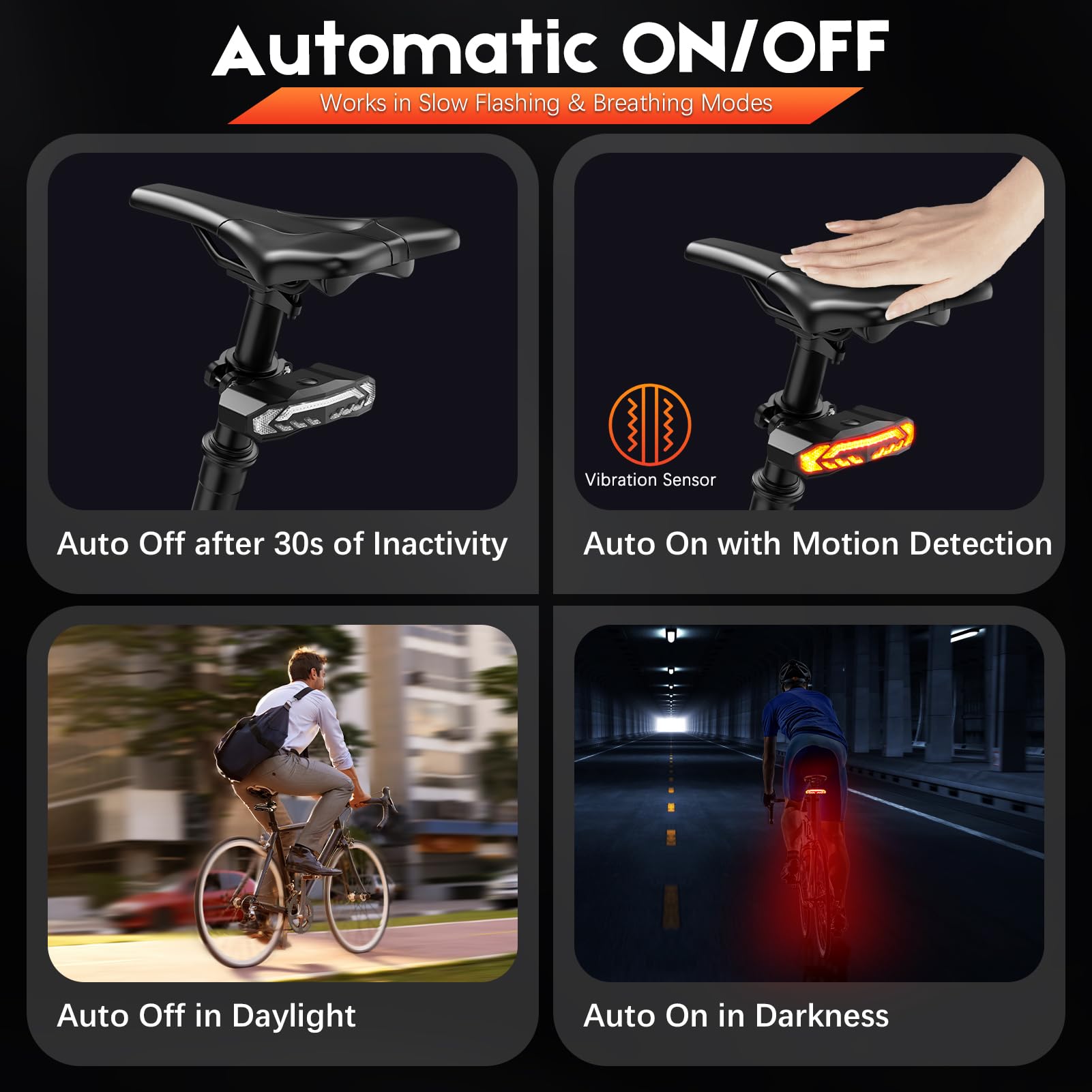 Smart Bike Tail Light with Turn Signals & Brake Light - Anti-Theft Bike Alarm with Remote Control - USB-C Rechargeable Bike Horn - Auto ON/OFF & IP65 Waterproof - Perfect for Night Cycling, Commuting & Urban Safety