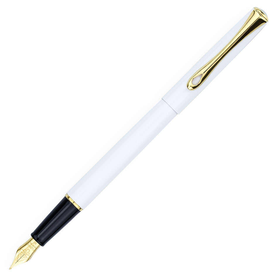 Diplomat Traveller Fountain Pen - Snow White & Gold Trim Luxury Writing Instrument for Professionals & Gifts | Office, Business Meetings, Journaling, Calligraphy
