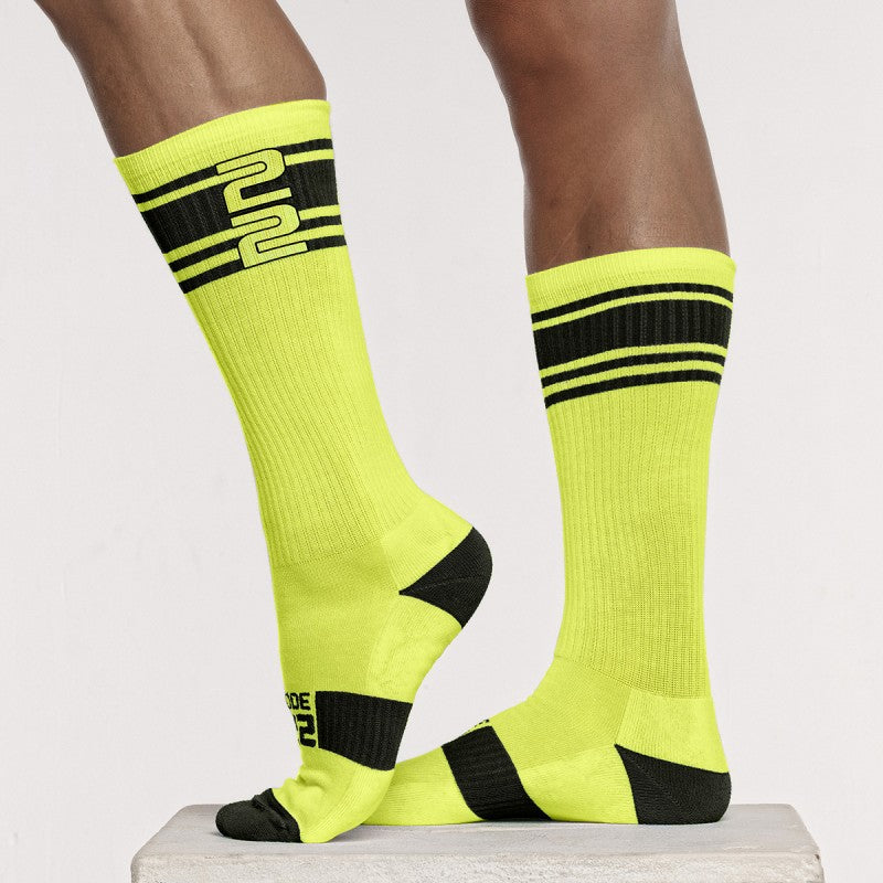 Code 22 Active Socks 8008 - Neon Yellow Performance Athletic Socks for Running, Gym & Sports | Breathable & Comfortable Workout Socks